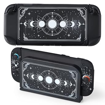 CasosexploreLab Protective Case for Switch 2, Cover Skin Dock Case for Nintendo Switch 2 2025 Console Joycon Controller Black Moon Phase Hard PC Slim Dockable Shell Kawaii Gaming Protector Accessories