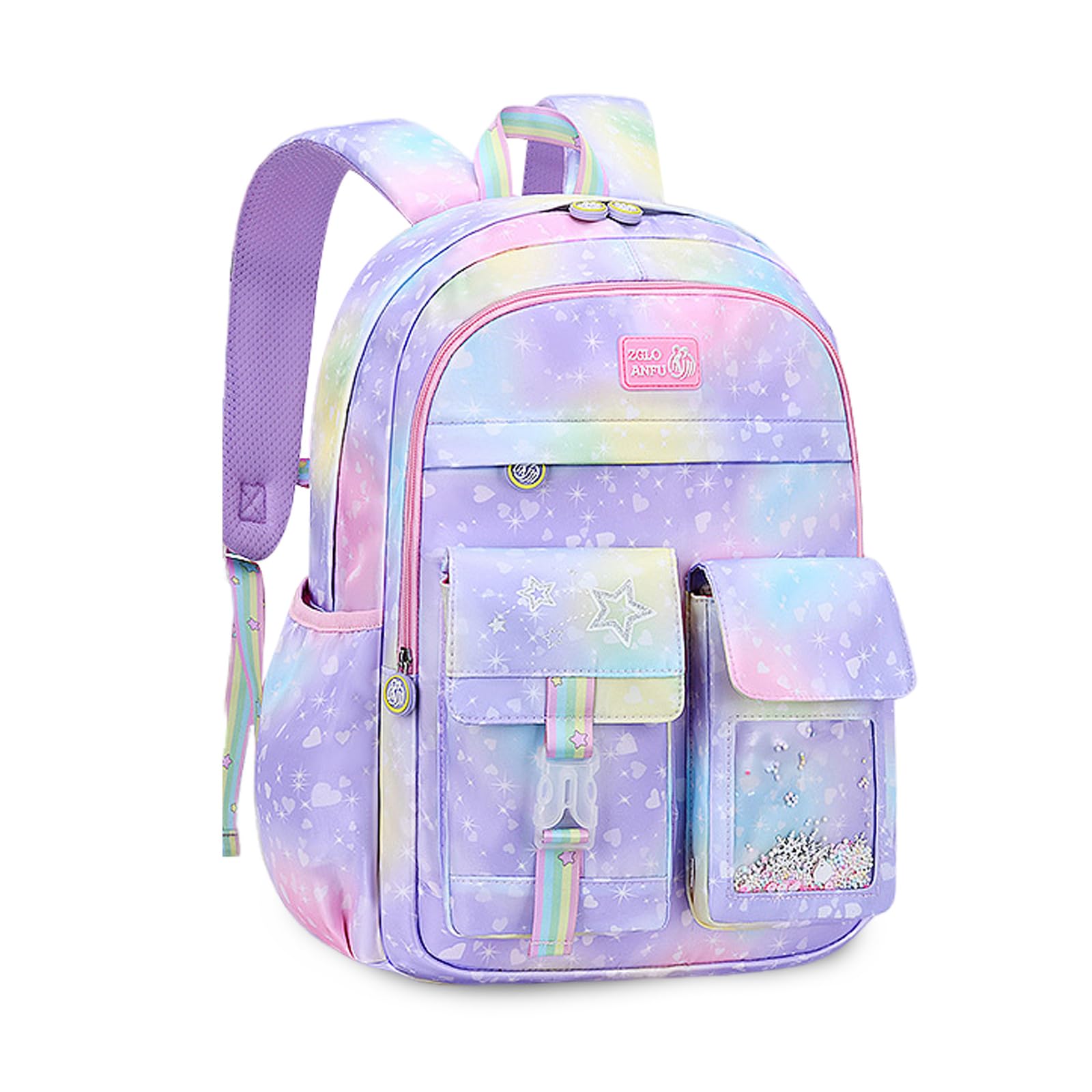FANDARE Lindo Mochilas Infantiles Galaxy Mochila Ultraligero Mochilas Escolares para niños y niñas Mochilas Infantil Mochilas Tipo Casual para Estudiante Viaje Mochila Escolar Galaxia Púrpura