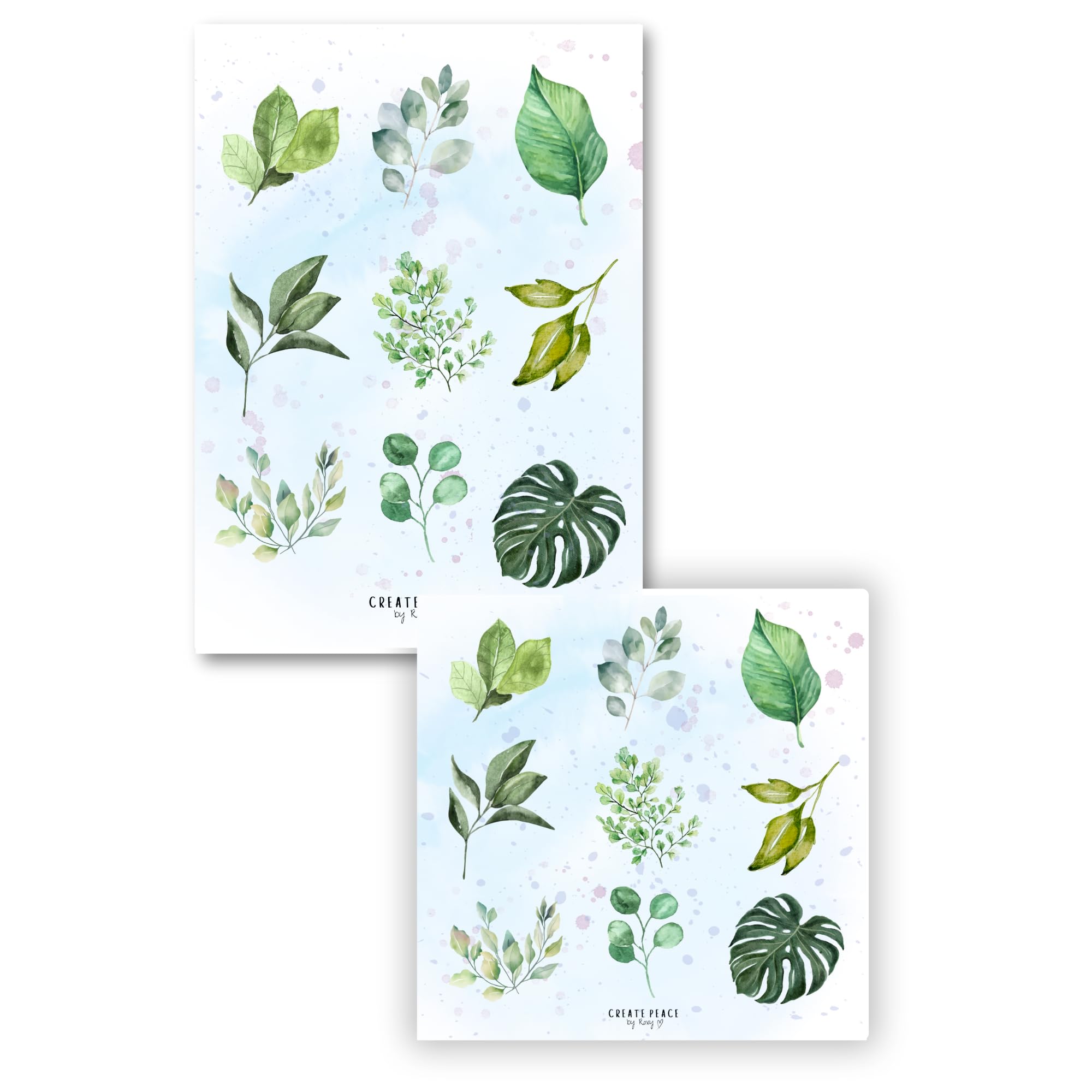 Set of 2 Laminated Colouring Book Page Protectors. Stops Bleed Through. Free Alcohol Cleaning Wipes Included! (Leaves) — image 1