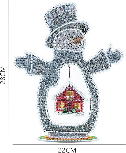 Miniatura 10 de YEESAM ART Kits de pintura de diamantes para mesa de árbol de Navidad, luminoso, Papá Noel y árbol de Navidad de 11.4 pulgadas, decoración de