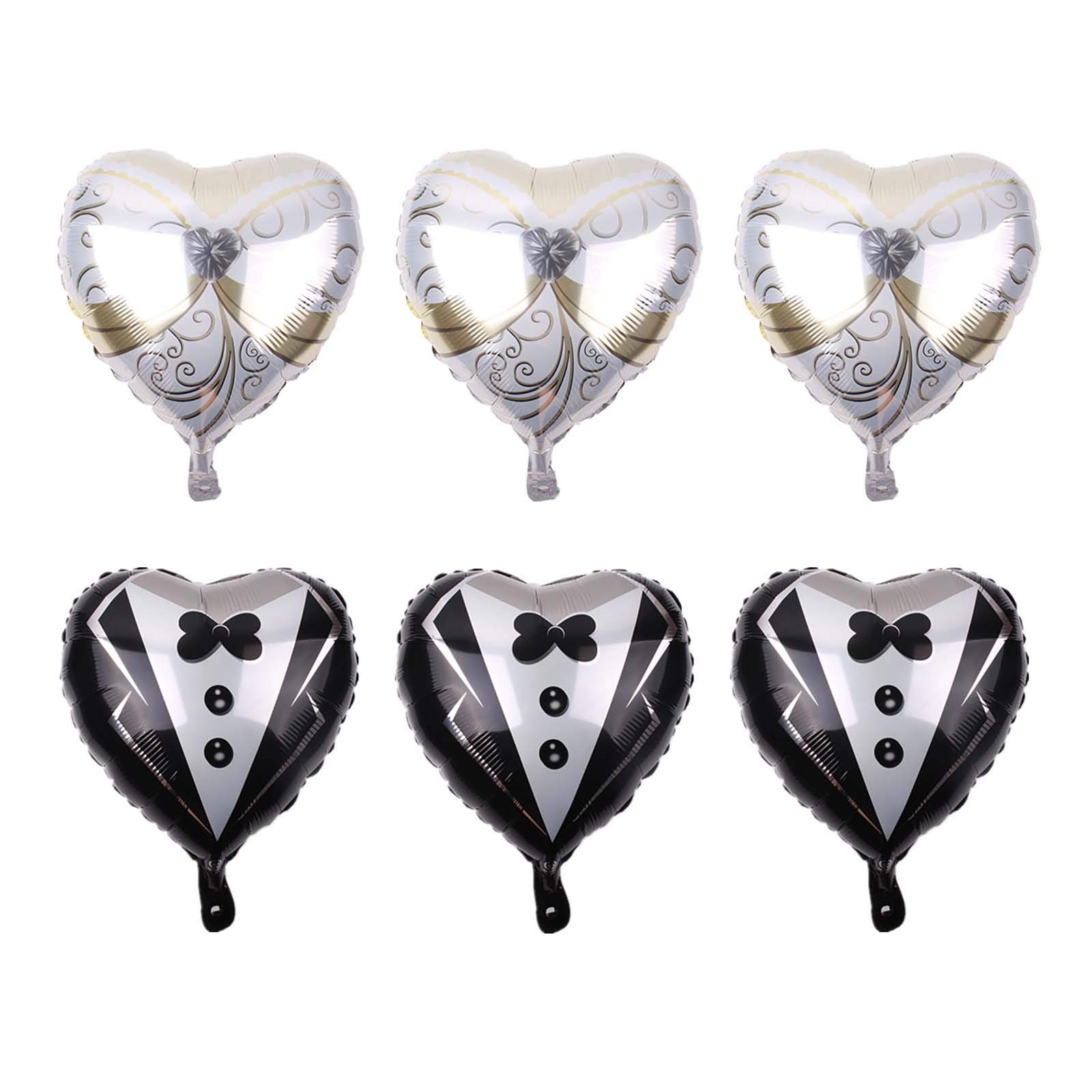 Creaides 12 Pcs Wedding Heart Shaped Foil Balloons Bridegroom Tuxedo and Bride Wedding Dress Mylar Ballons for Romantic Wedding Valentine's Day Party Decoration