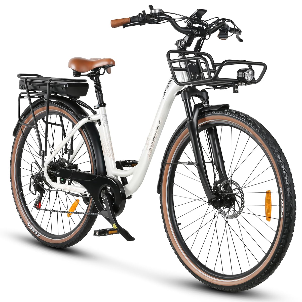 SAMEBIKE Electric Bike for Adults, 250W E-Bike with 80KM Range & 7-Speed Gears, IP54 Waterproof Design, 29" E-Mountain Bike for Commuting and Leisure (WHITE)
