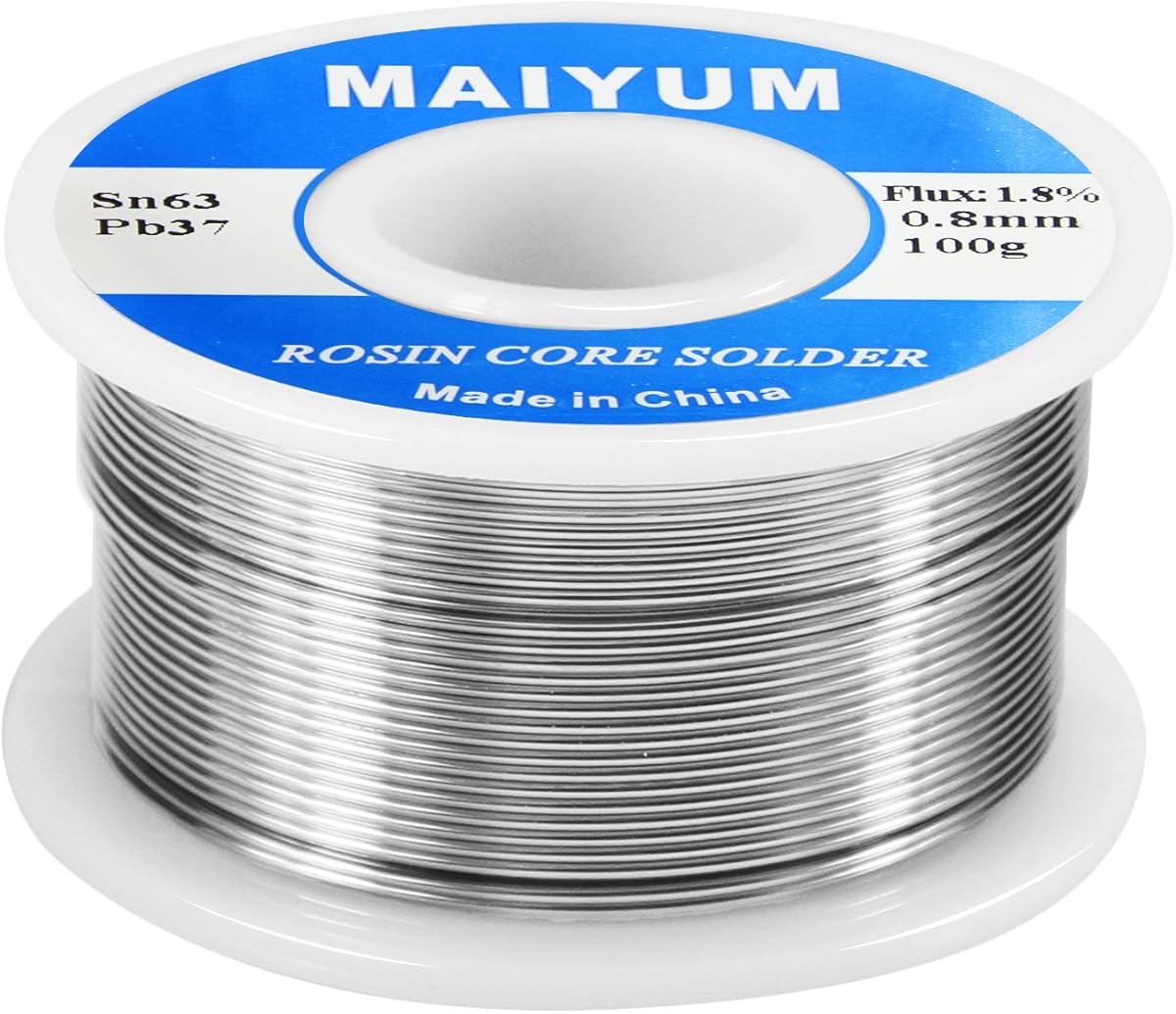 63-37 Tin Lead Rosin Core Solder Wire for Electrical Soldering (0.8mm 100g)