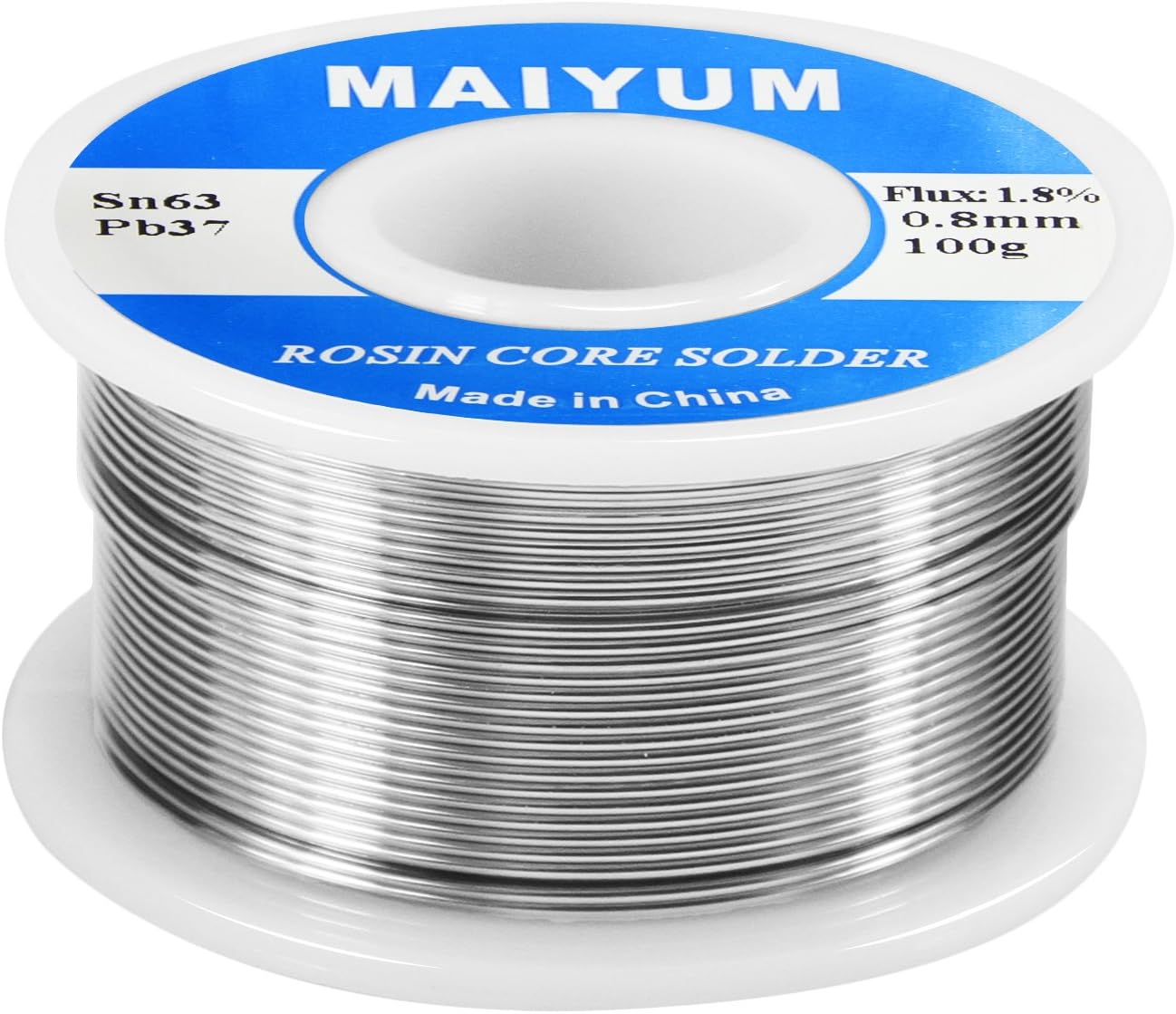 MAIYUM 63-37 Tin Lead Rosin Core Solder Wire for Electrical Soldering (0.8mm 100g)
