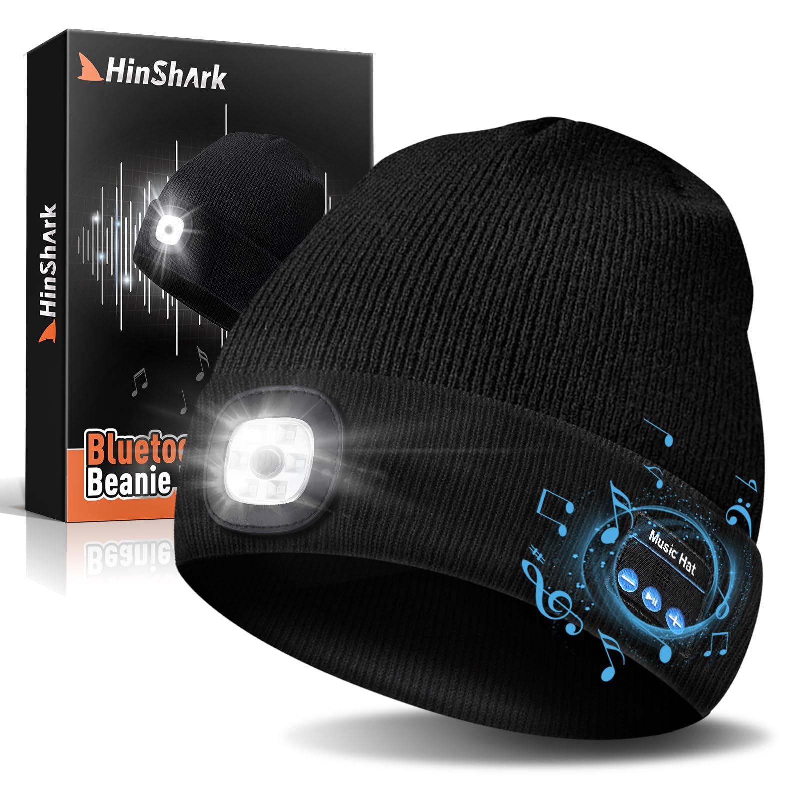 Hinshark Cadeau Homme/Femme, LED Bonnet Bluetooth Homme, Idee Cadeau Homme Original Utile - Guide 360