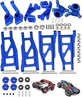 RCMYou Upgrades Part for 1/10 Slash/Stampede/Rustler/Hoss 4x4 VXL,Alloy Suspension Arm,Caster Block,Steering Blocks,Rear Stub Axle Carriers,4pcs Wheel Hex,Navy Blue (More Durable Arm)