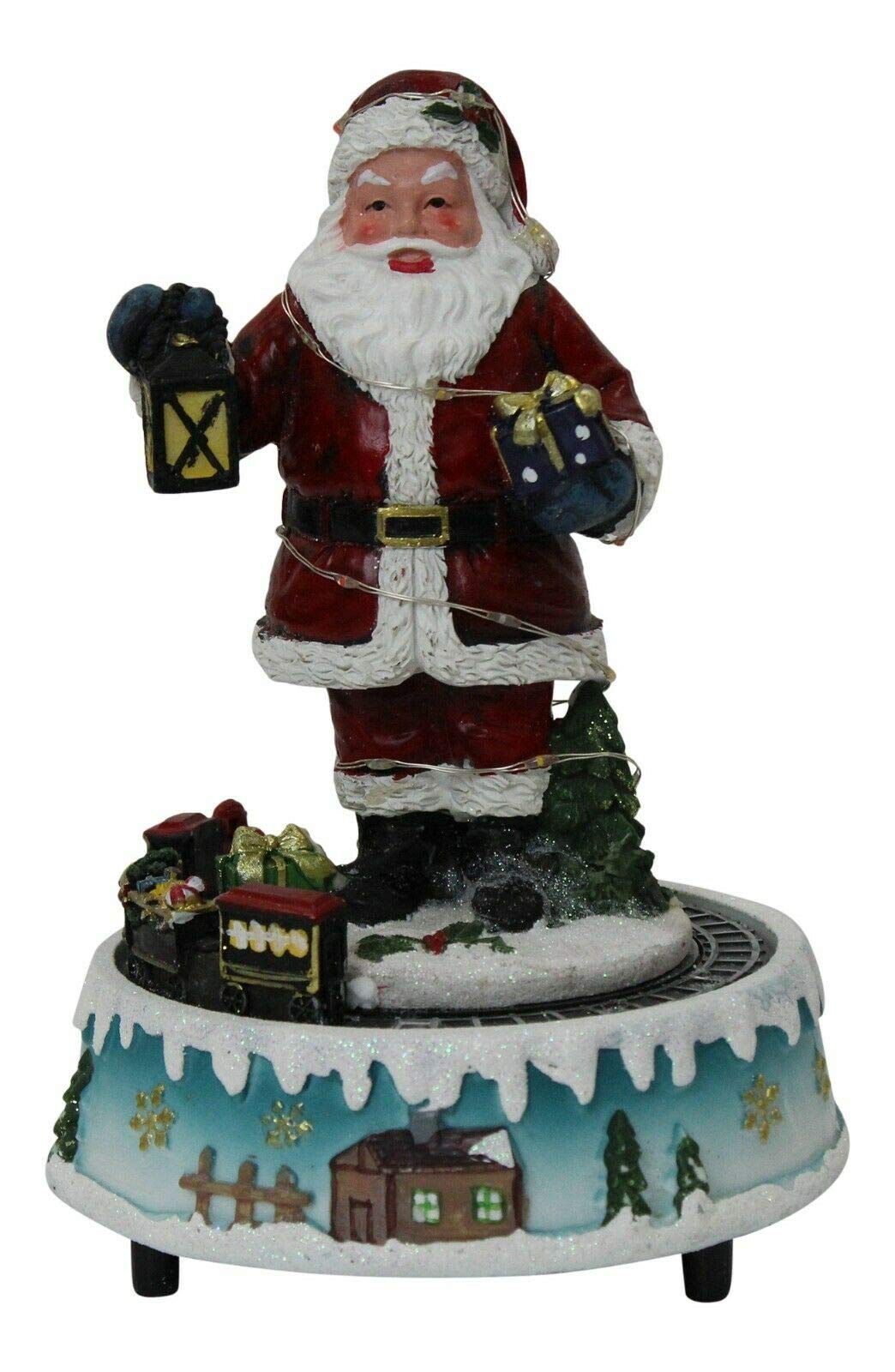Musical Christmas Ornament - Lightup Rotating Festive Santa Snowman Tree Décor (Santa)