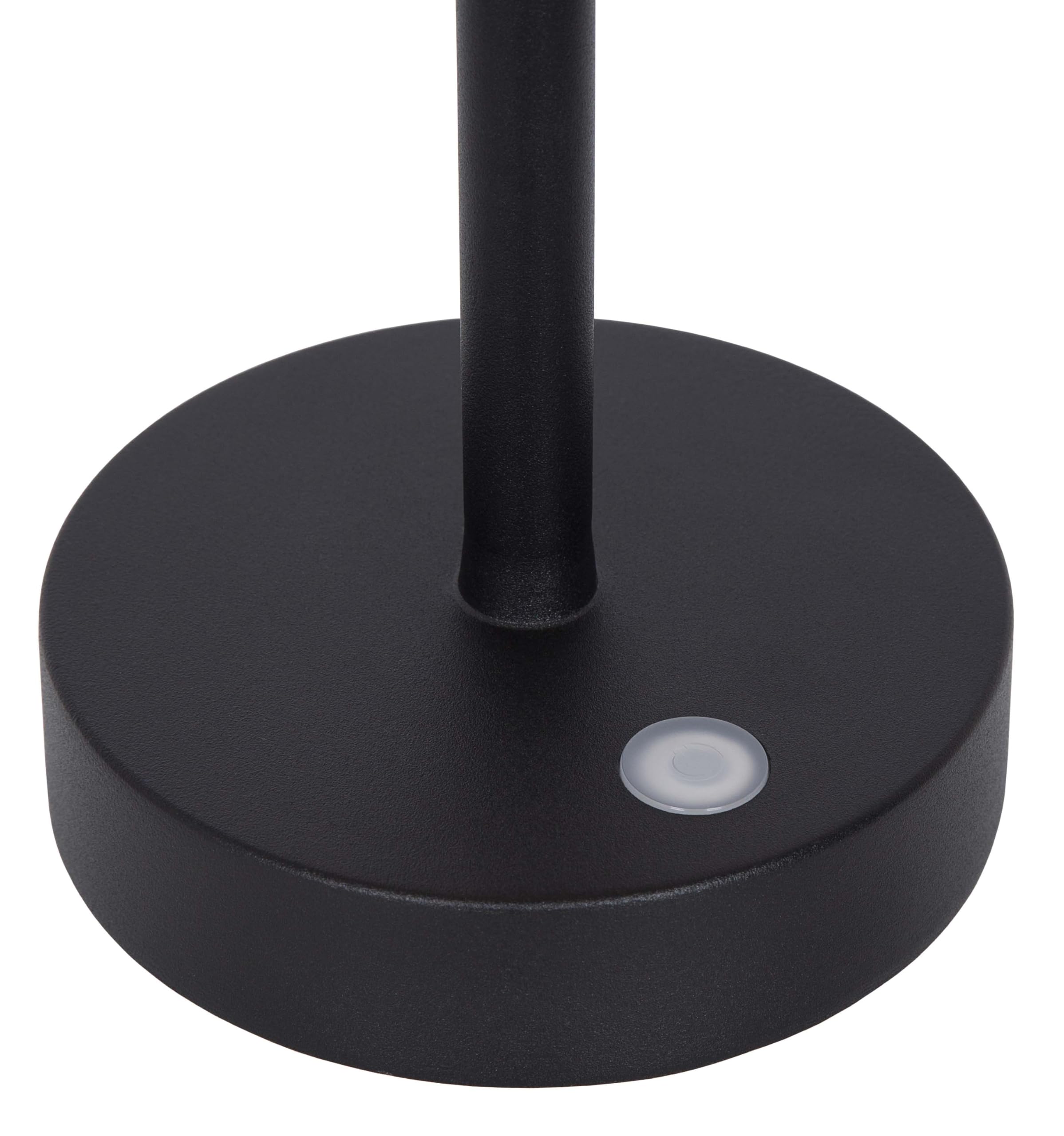 HSL – SIRIUS LED Akku Tischlampe dimmbar – IP44 Outdoor Kabellose Tischleuchte mit Touch – Mit Ladefunktion & USB-C – Warmweiß bis Kaltweiß – 3 Helligkeitsstufen – Wiederaufladbar – Schwarz – Ø 13,5cm