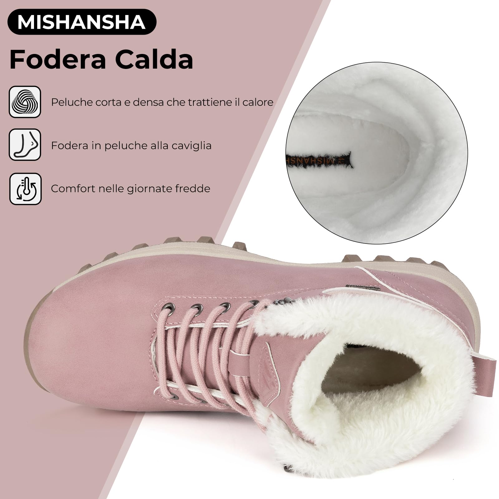 Mishansha Scarpe Uomo Donna Invernali Impermeabili Antiscivolo Stivaletti Invernali con Pelo, Gr.36-48