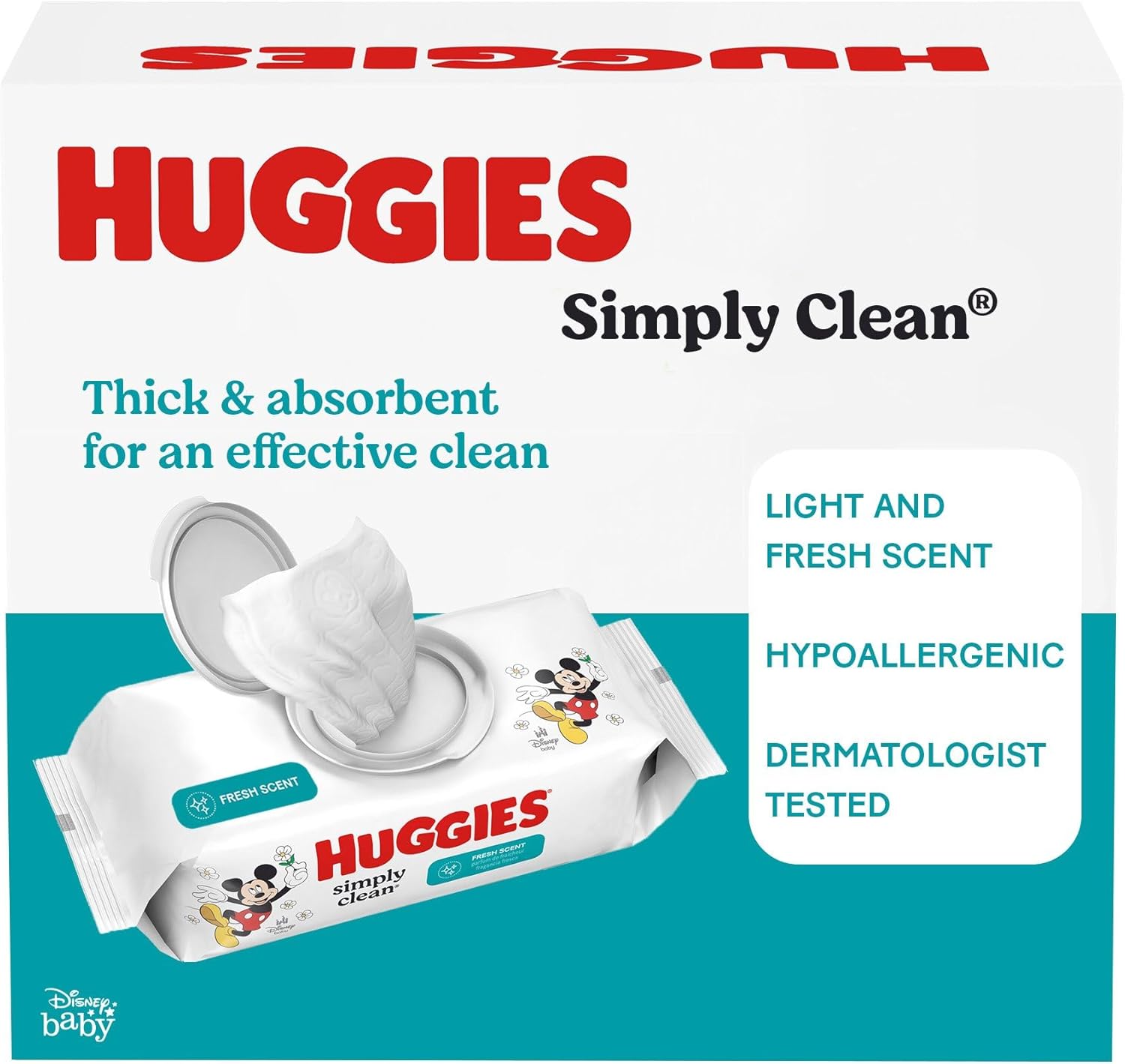 Huggies Simply Clean Fresh Scent Baby Wipes, 3 Flip-Top Packs of 64 (192 Wipes Total)