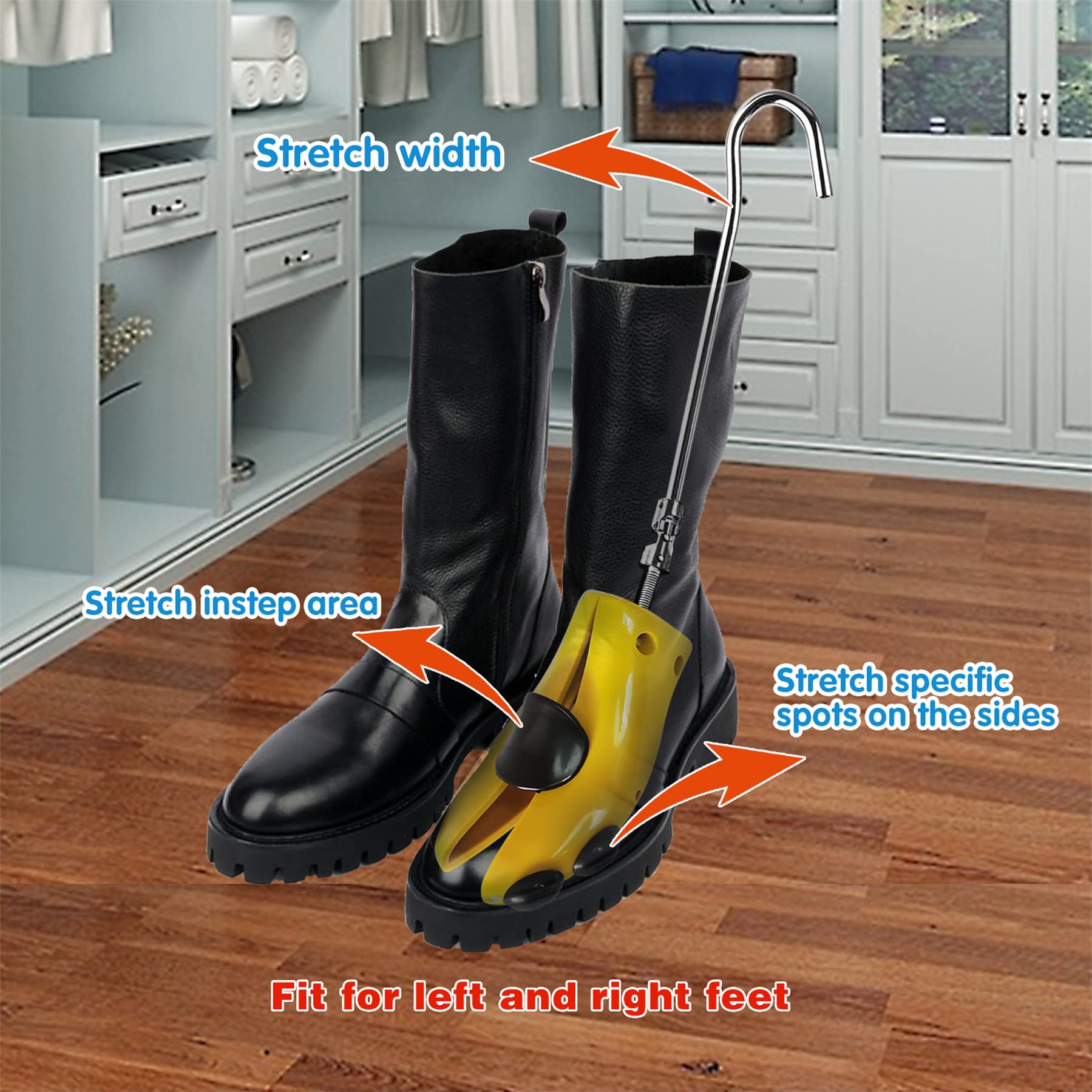 Stiefelspanner für Cowboy-Stiefel, Stiefeldehner für dicke Füße und breite Füße, Cowboy-Stiefel-Stretcher, Schuhdehner, Damen für hohen Spann und breite Zehenbox, Dehnung Arbeitsstiefel, gelb, Medium