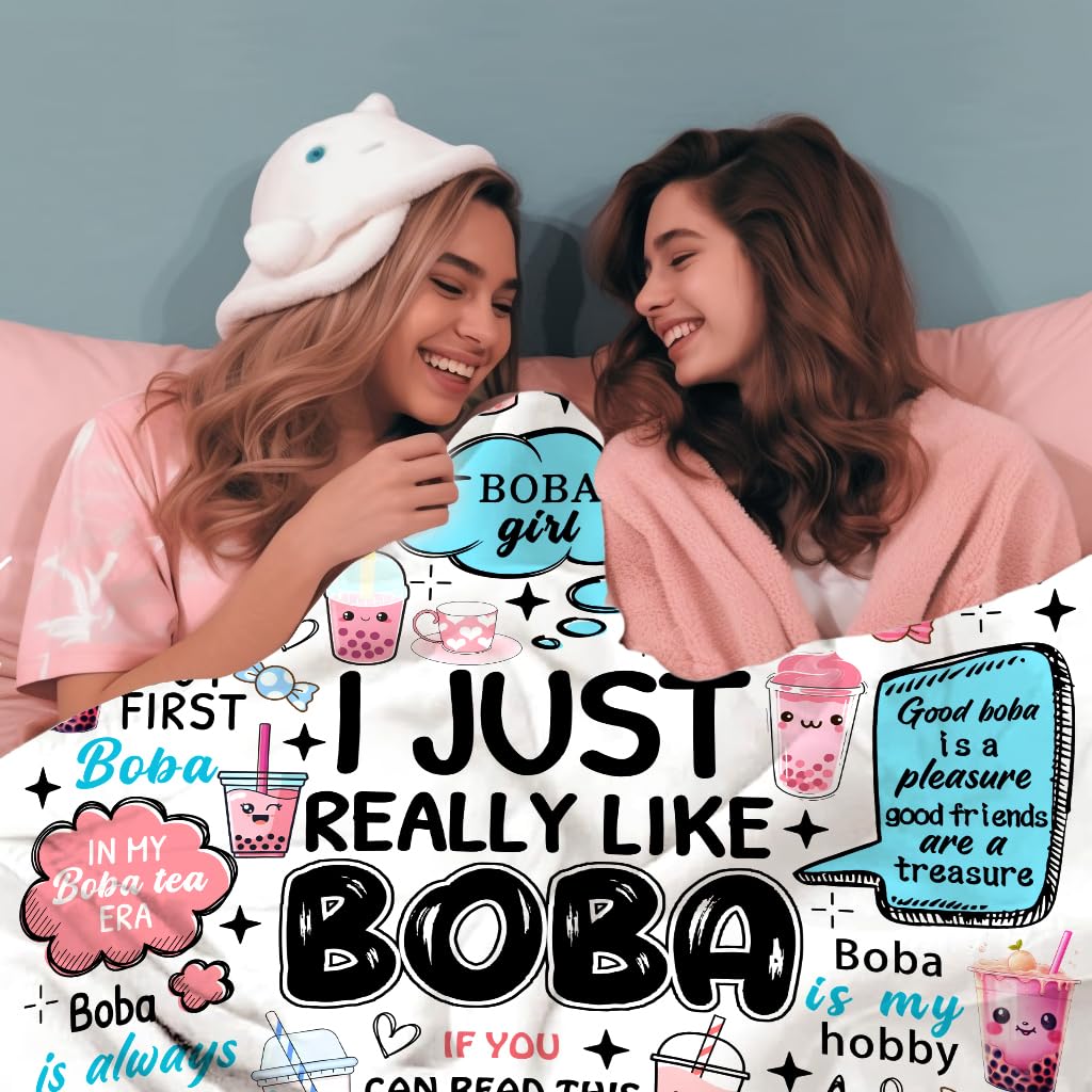 ZABAOBO Boba Blanket Ice Milk Tea Gifts for Kids Girls Cute Bubble Tea Stuff Cute Anime Throw Blankets - Image 4