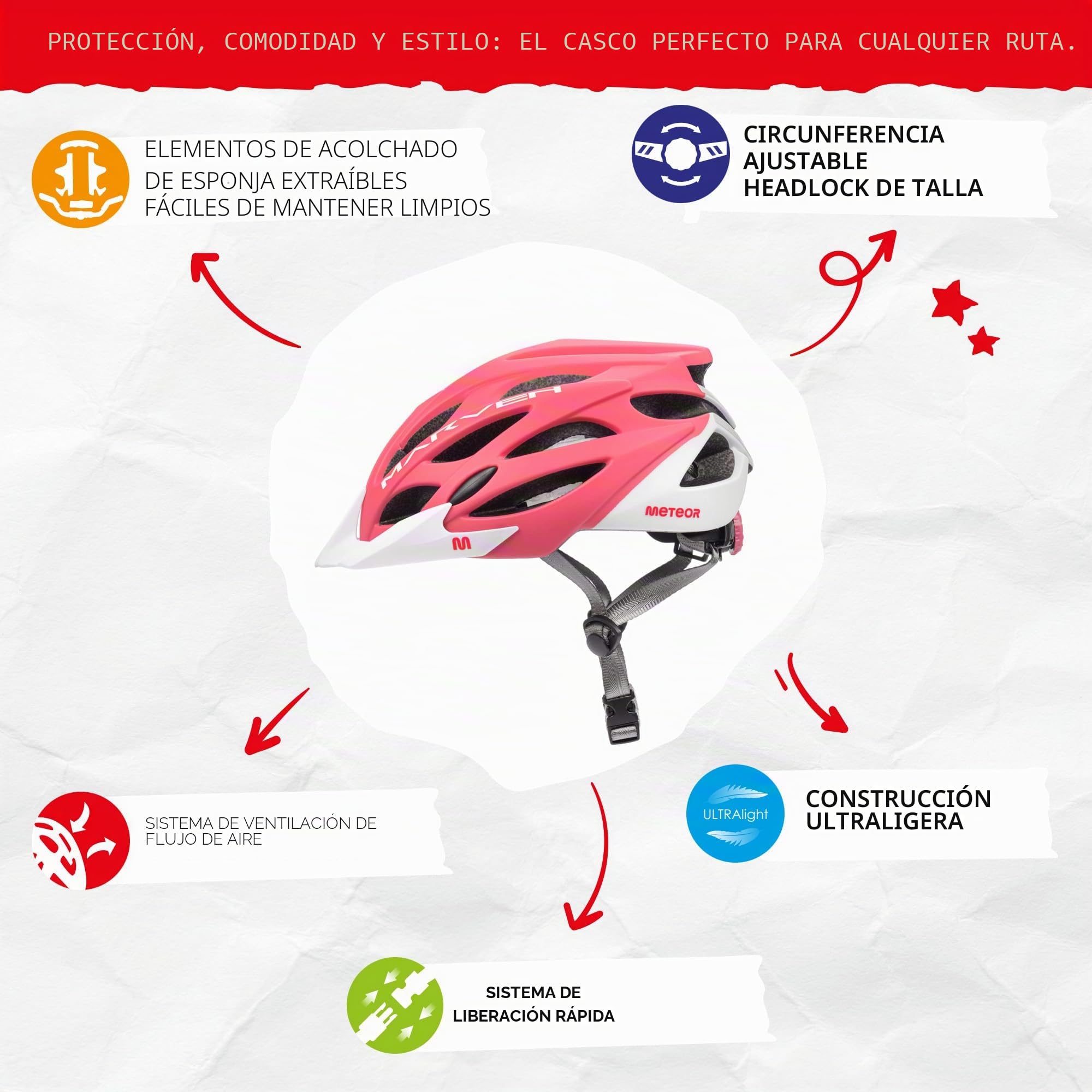Casco Bicicleta - Helmet Ciclismo para Jóvenes y Adulto - Bicicleta Patineta Skate Patines Monopatines - Bici Accesorios - Marven