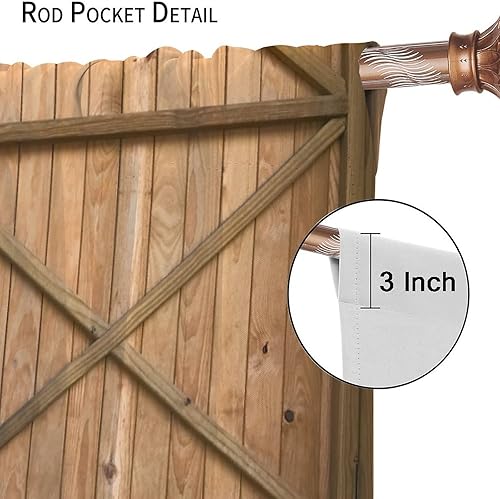 Miniatura 6 de Cortinas de madera rústica para sala de estar, comedor, cocina, dormitorio, bolsillo para barra, 2 paneles de 42 x 45 pulgadas
