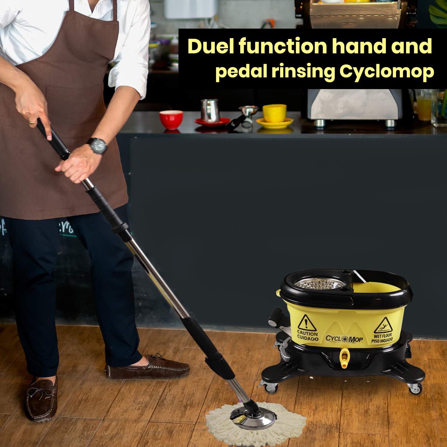 Cyclomop Heavy Duty Commercial & industrial Spin Mop and Bucket set