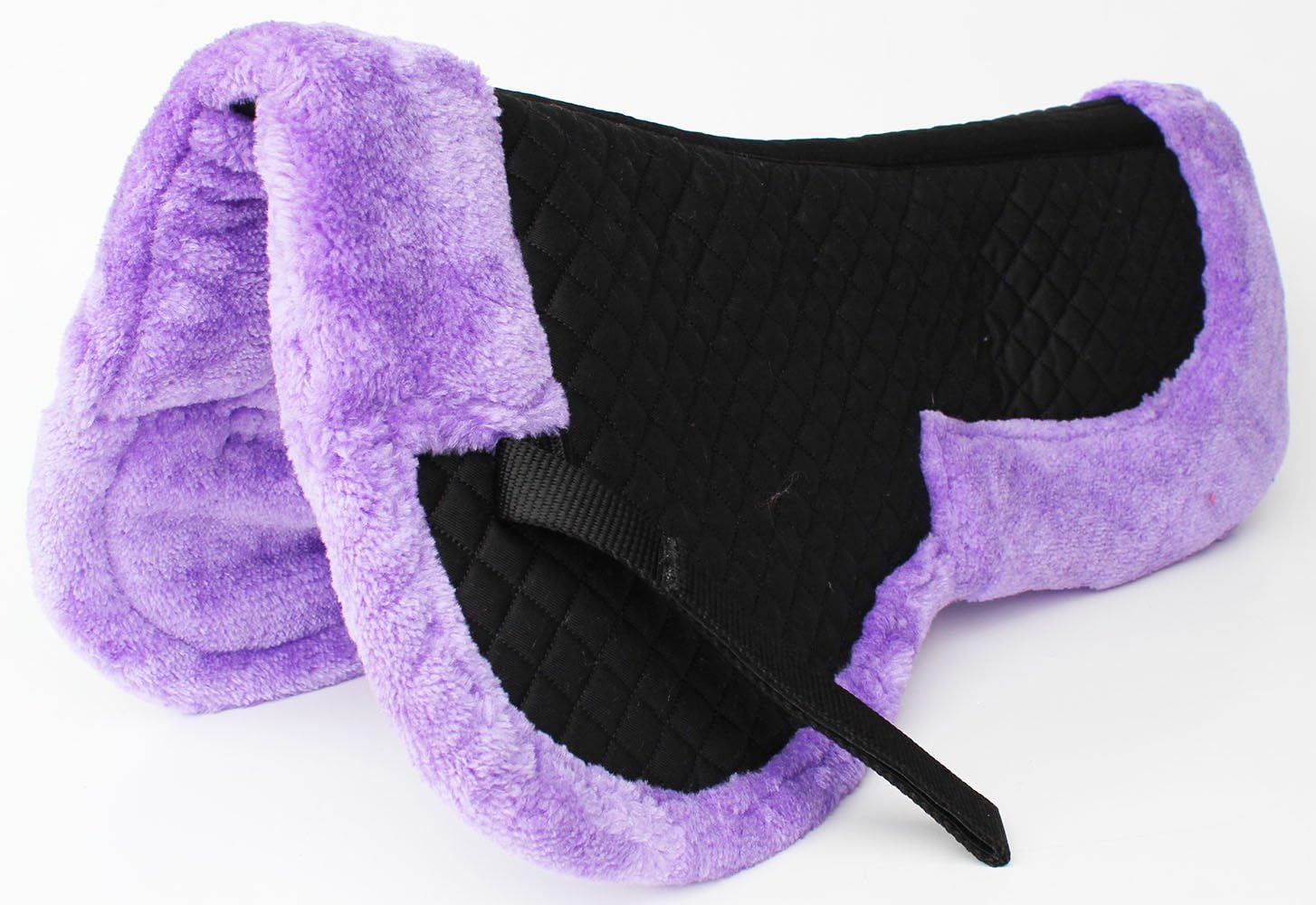 CHALLENGER Horse English Quilted Half Pad Correction Wither Relief Faux Fur Black 12218PR