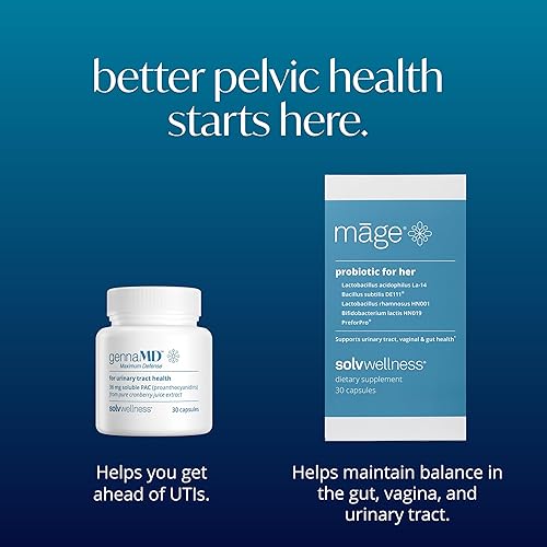 Miniatura 2 de Solv Wellness Paquete de salud pélvica e intestinal para mujeres, extracto de jugo de arándano GennaMD 36 mg soluble PAC 30 cápsulas, prebiótico