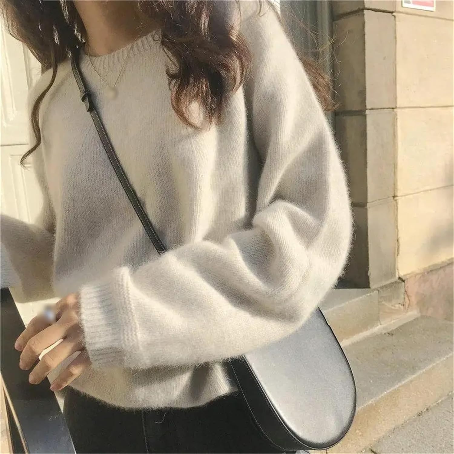 Women's Knitted Sweater Long-Sleeved Loose Wool Pullover Round O-Neck Sweater Autumn and Winter Thickened Versatile