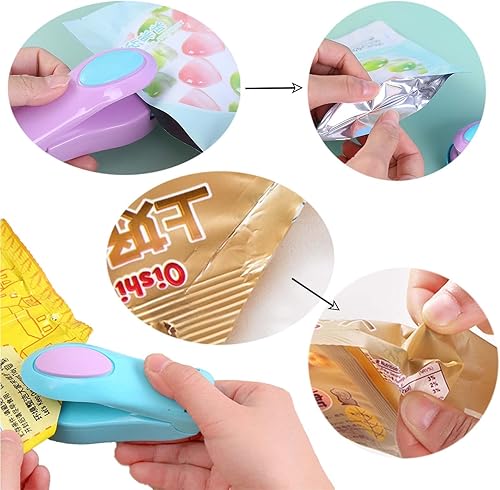Miniatura 5 de Paquete de 2 mini selladores portátiles al vacío de calor de mano, mini máquina de sellado térmico a presión manual, sellador de bolsas de plástico