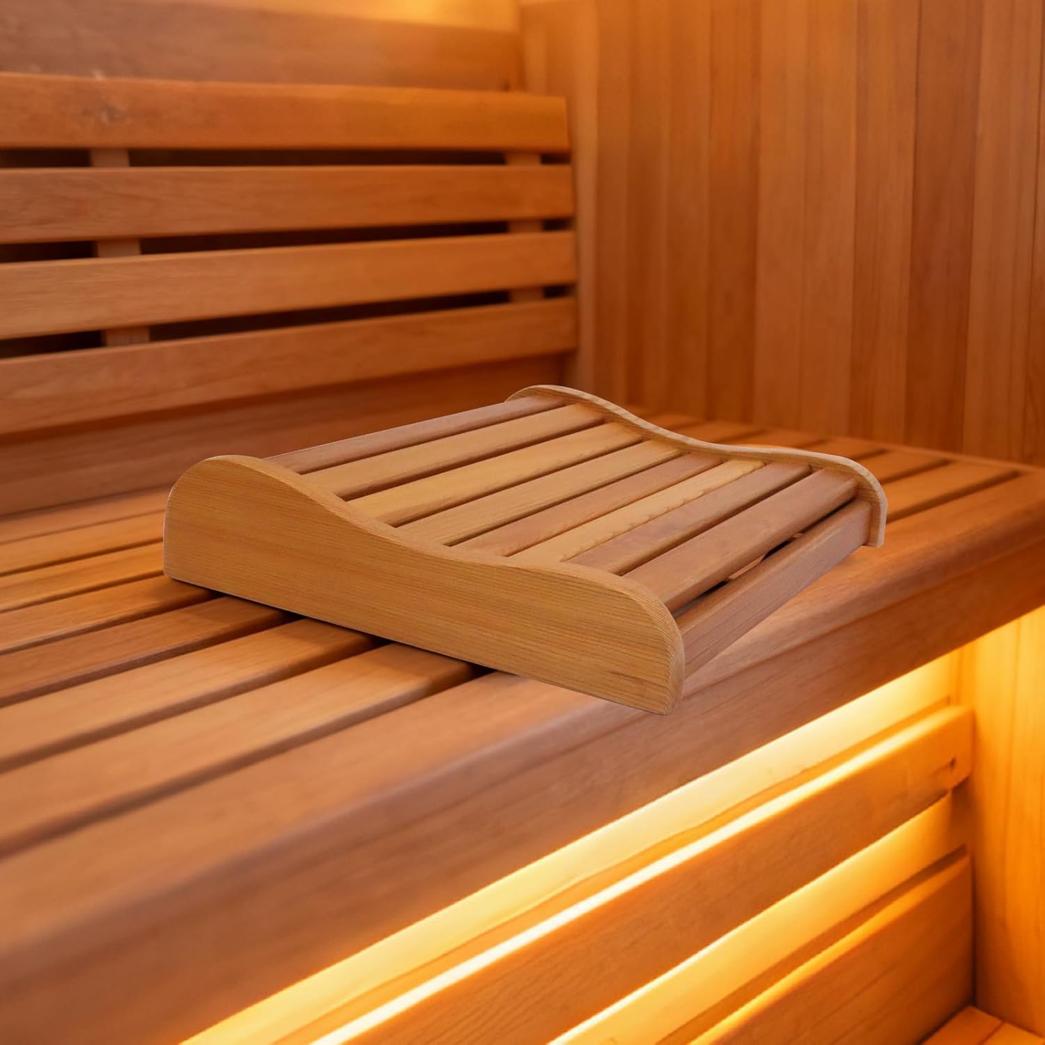 Luxury Sauna Headrest Pillow - Red Cedar Wooden Pillow 15.75x13.38 inch for All Sauna Types | Ergonomic Head Support Cushion for Infrared, Barrel, Indoor & Outdoor Saunas | Premium Sauna Accessories