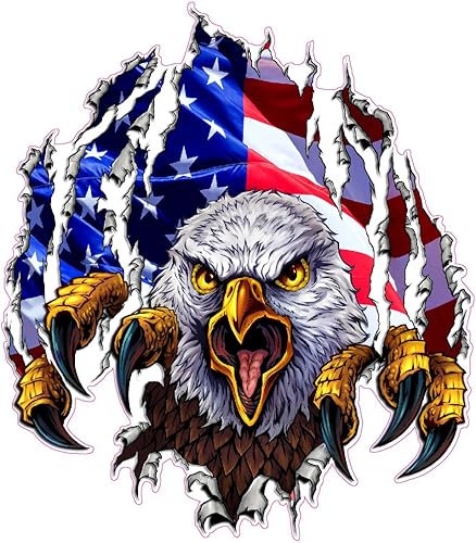 Adhesivo adhesivo de fondo de bandera estadounidense con águila desgarrando (24 x 22 pulgadas)