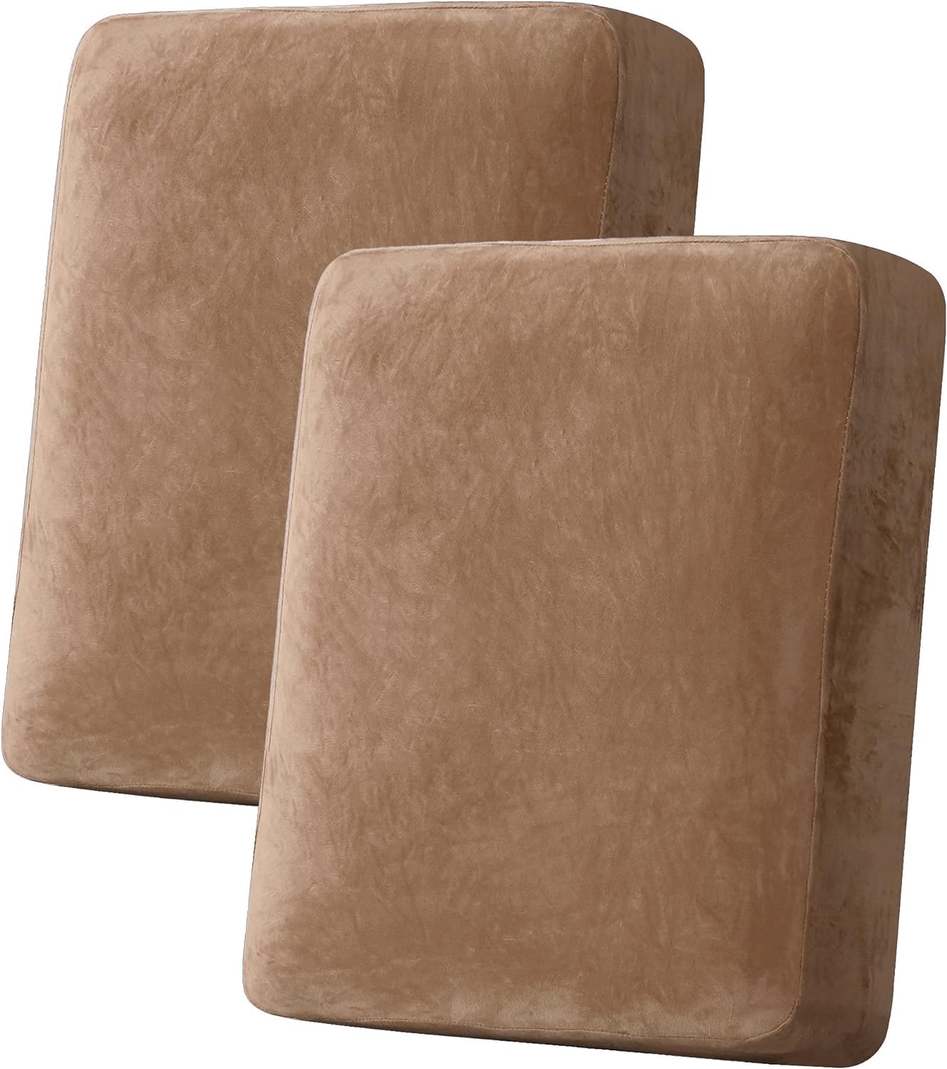 LINGKY Sofa Seat Cushion Cover, Sofa Cushion Slipcovers Stretch Velvet, Universal Non-Slip Couch Cushion Covers Replacement for Individual Furniture Protector (Camel,1 Seater)