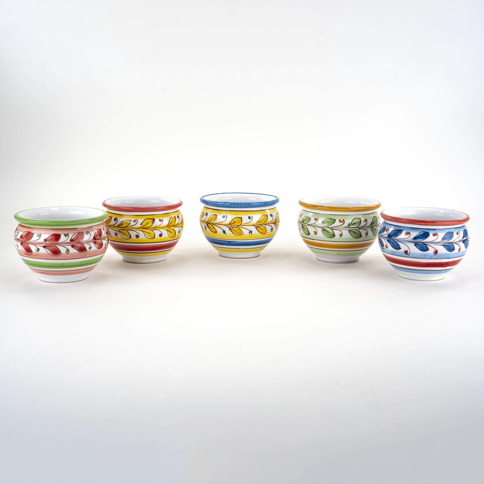 CEAR ceramiche - Set 5 vasetti siciliani in Ceramica di Caltagirone Fatto a Mano