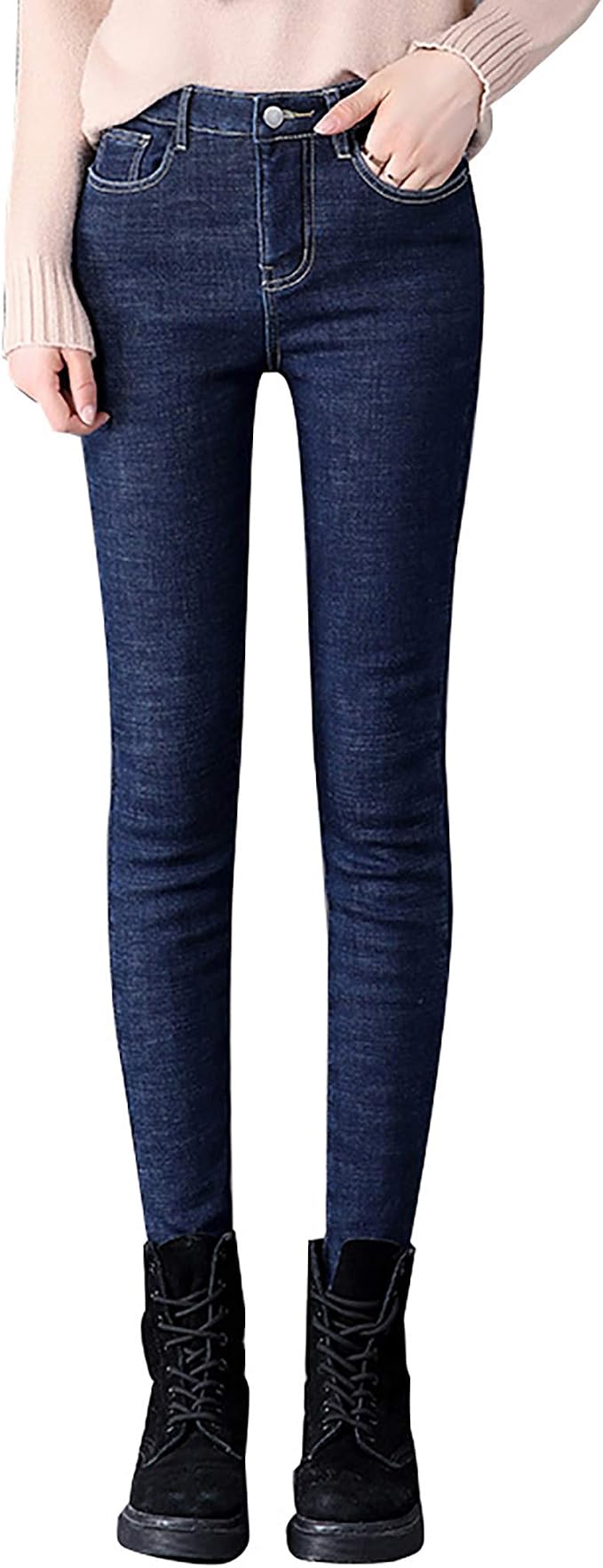 Cablo Jeans Invernali da Donna Pantaloni Skinny Spessi a Vita Alta Foderati  in Pile Jeggings Caldi Elasticizzati : Amazon.it: Moda