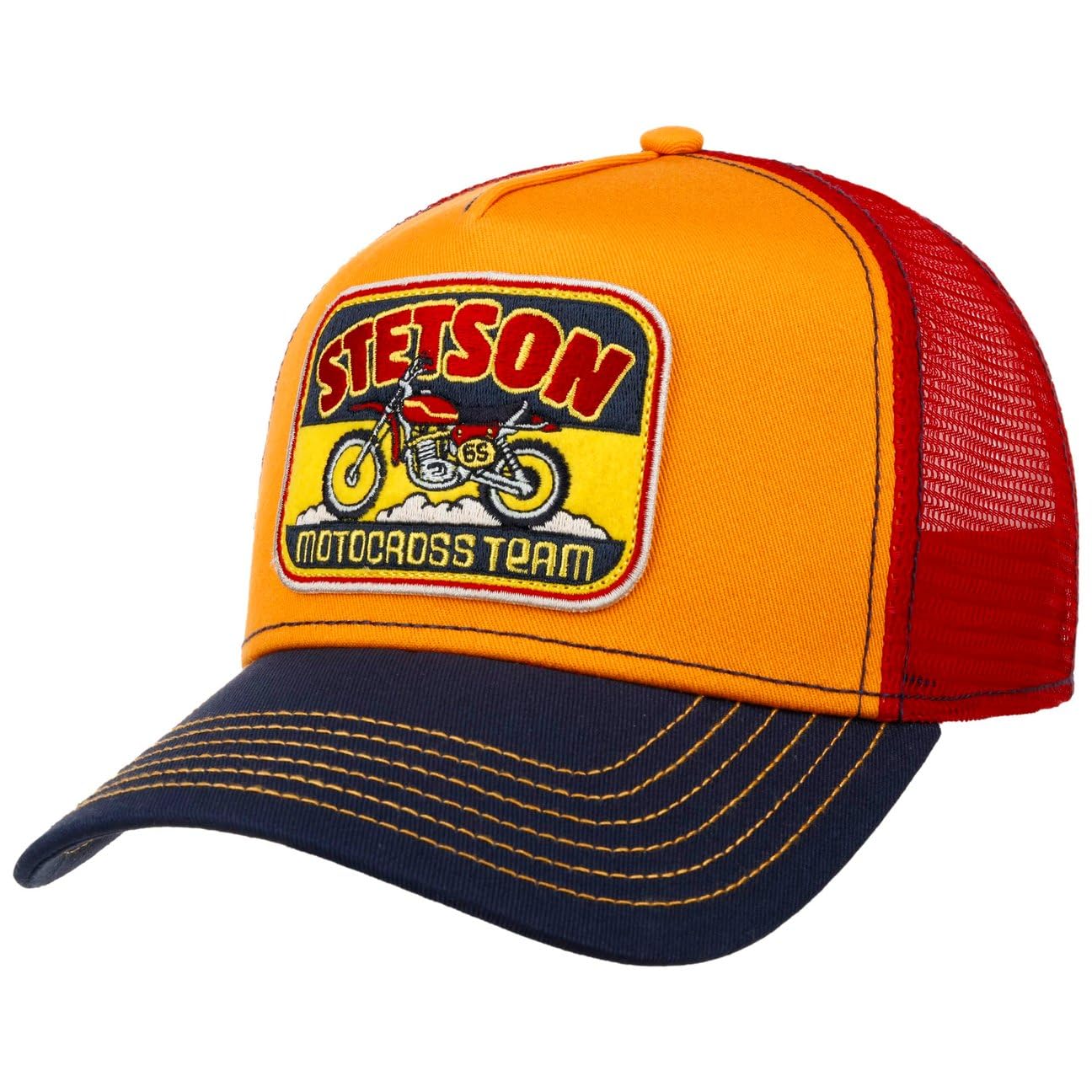 Stetson Motorcross Team Trucker Snapback Mesh Patch Baseball Cap Men Summer Red