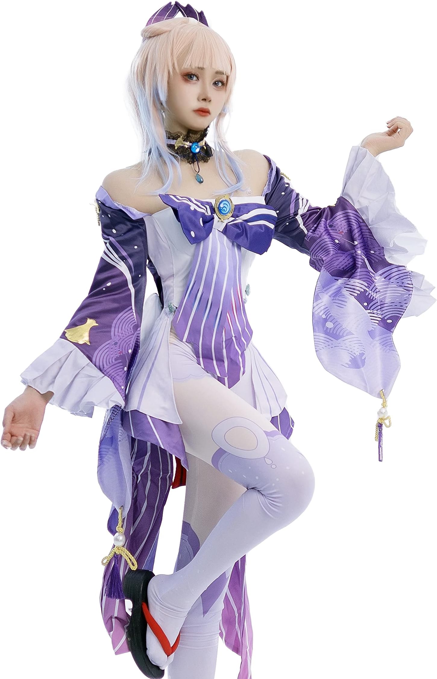 NSPSTT Genshin Impact Cosplay Sangonomiya Kokomi Cosplay Outfit Kokomi Cosplay Halloween Outfit Kokomi Costume Set, Purple·sangonomiya Kokomi, XL