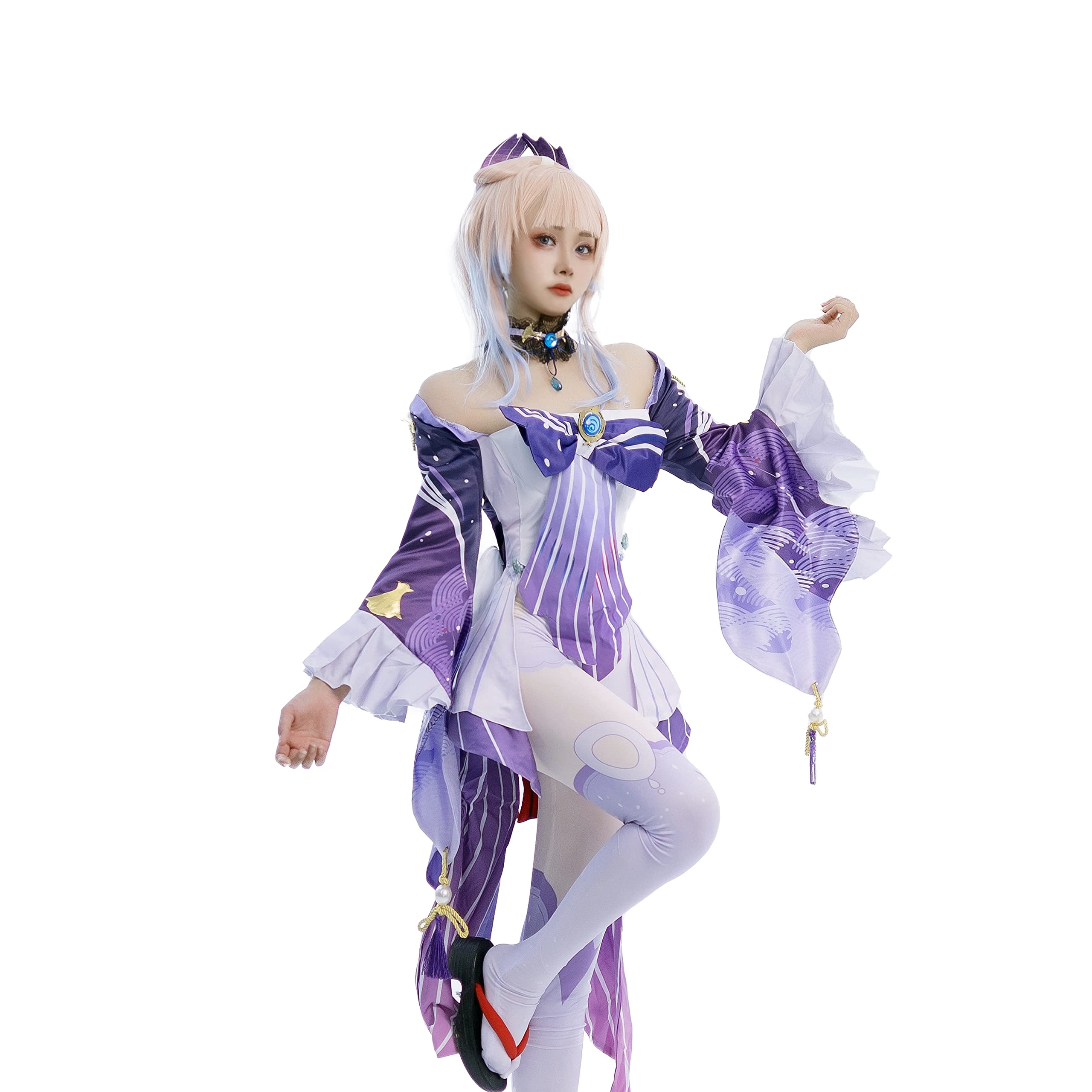 NSPSTT Genshin Impact Cosplay Sangonomiya Kokomi Cosplay Outfit Kokomi Cosplay Halloween Outfit Kokomi Costume Set, Purple·sangonomiya Kokomi, XL