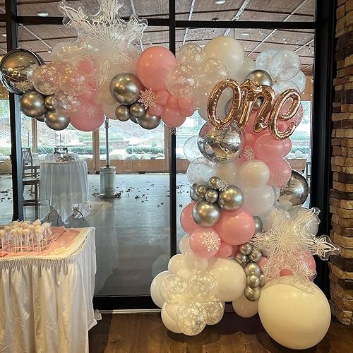 Miniatura 6 de Kit de arco de guirnalda de globos de copo de nieve azul y morado, 148 globos de hielo azul nieve, morado, plateado y blanco para invierno, país de