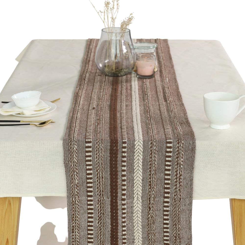 The Art Box Boho Cotton Fabric Table Runner Brown