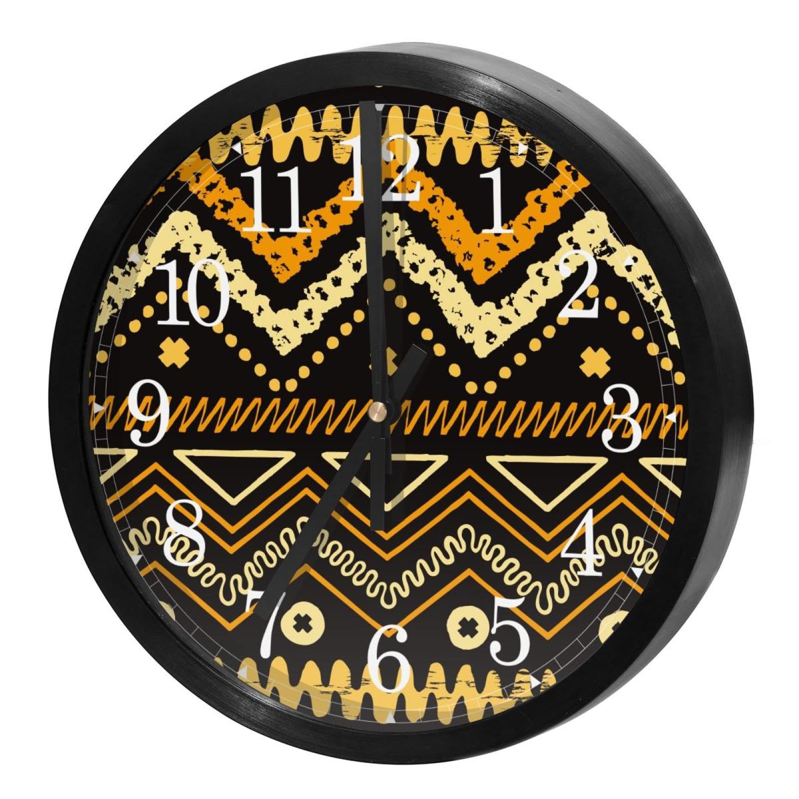 Horloge murale silencieuse à quartz au motif tribal amérindien pour une déco de salon sans tic-tac