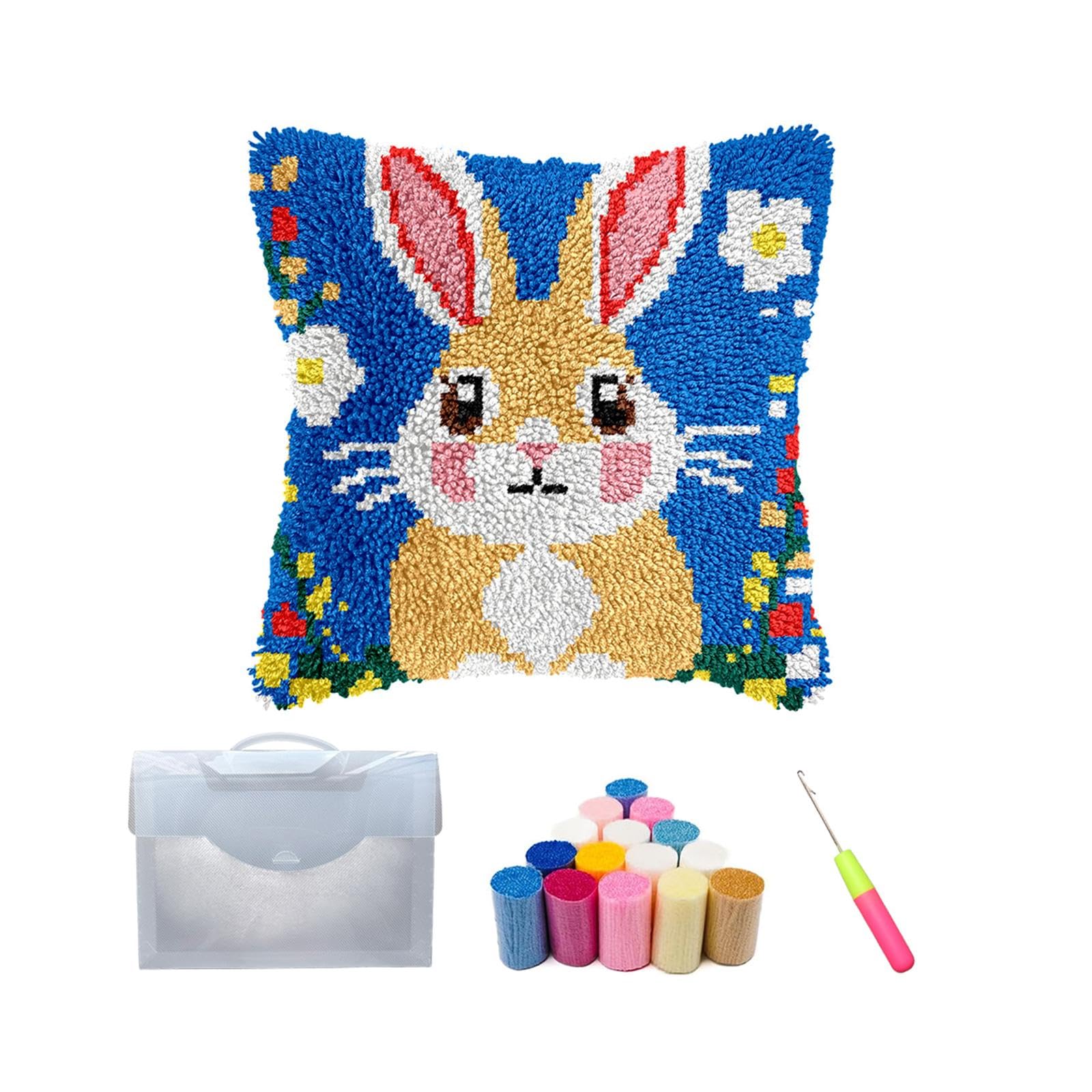 Latch Hook Pillow Cover Kits for Adults Kids Hobby Crafts Needlework Cushion Style C-picture-12
