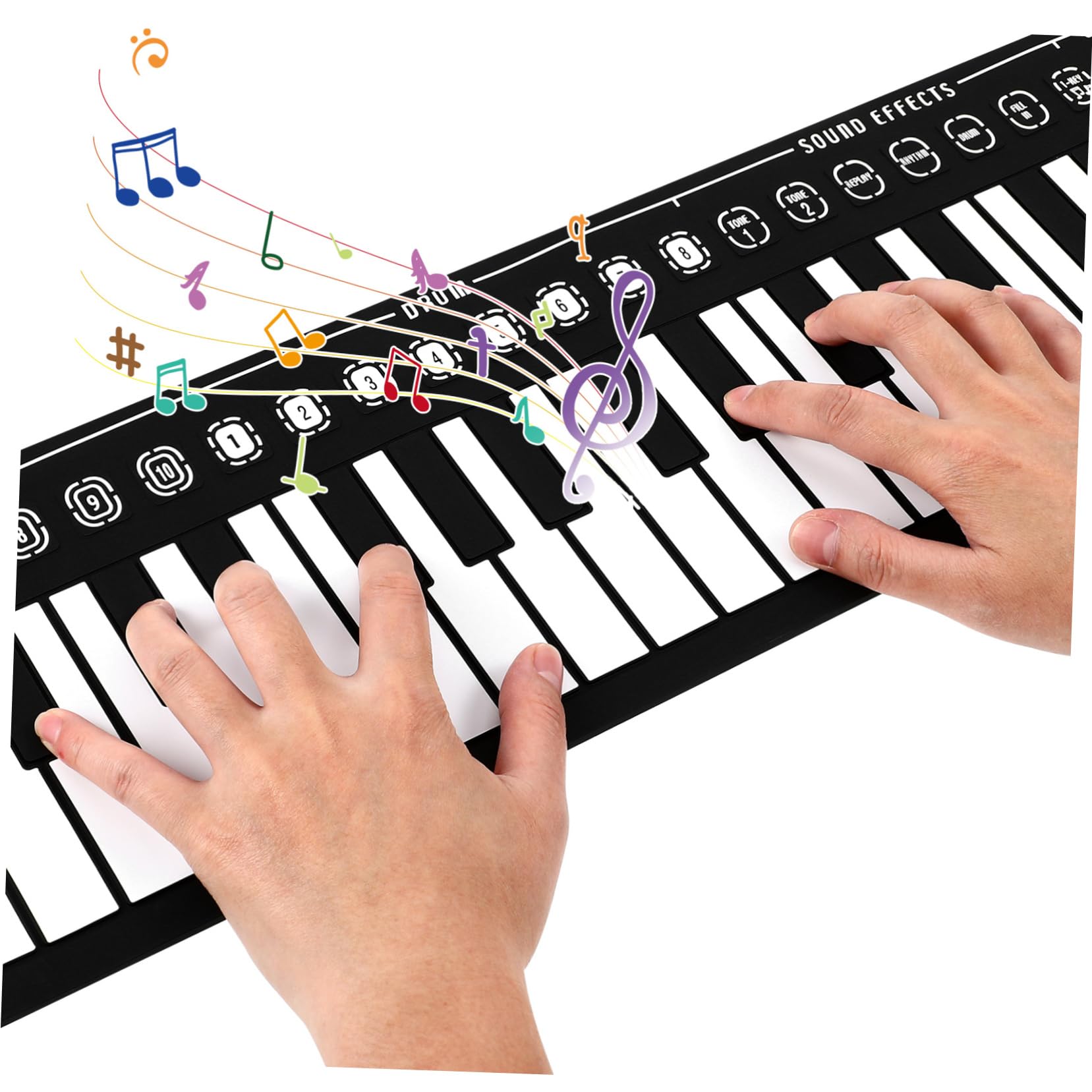 Piano Electrónico Portátil Negro de 49 Teclas Plegable