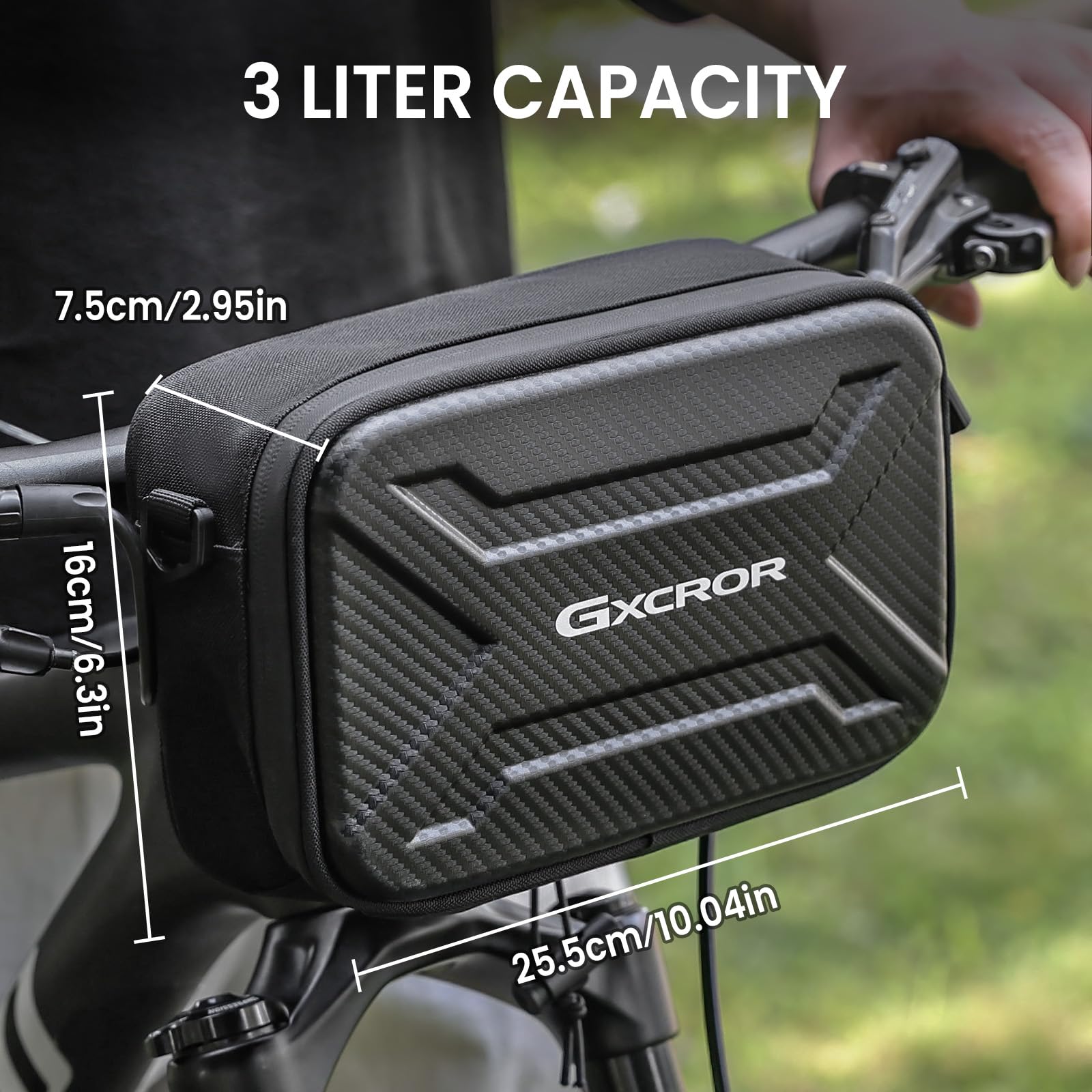 GXCROR Borsa da manubrio da 3 l, per bicicletta, con supporto magnetico, per manubrio, per bicicletta