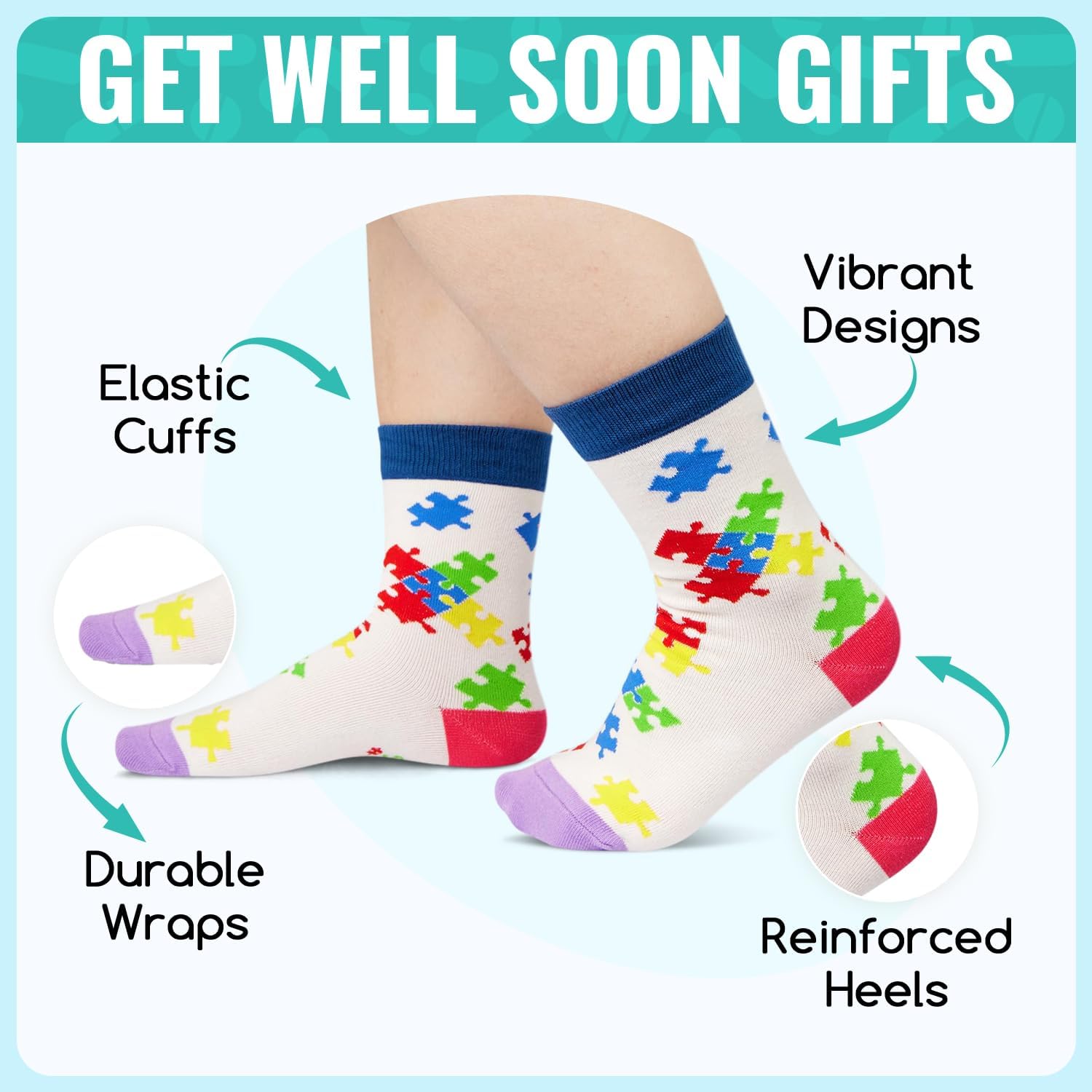 HAPPYPOP Autism Awareness Socks for 4-18 Years Kids - Gifts for Autistic Boys and Girls - Image 3