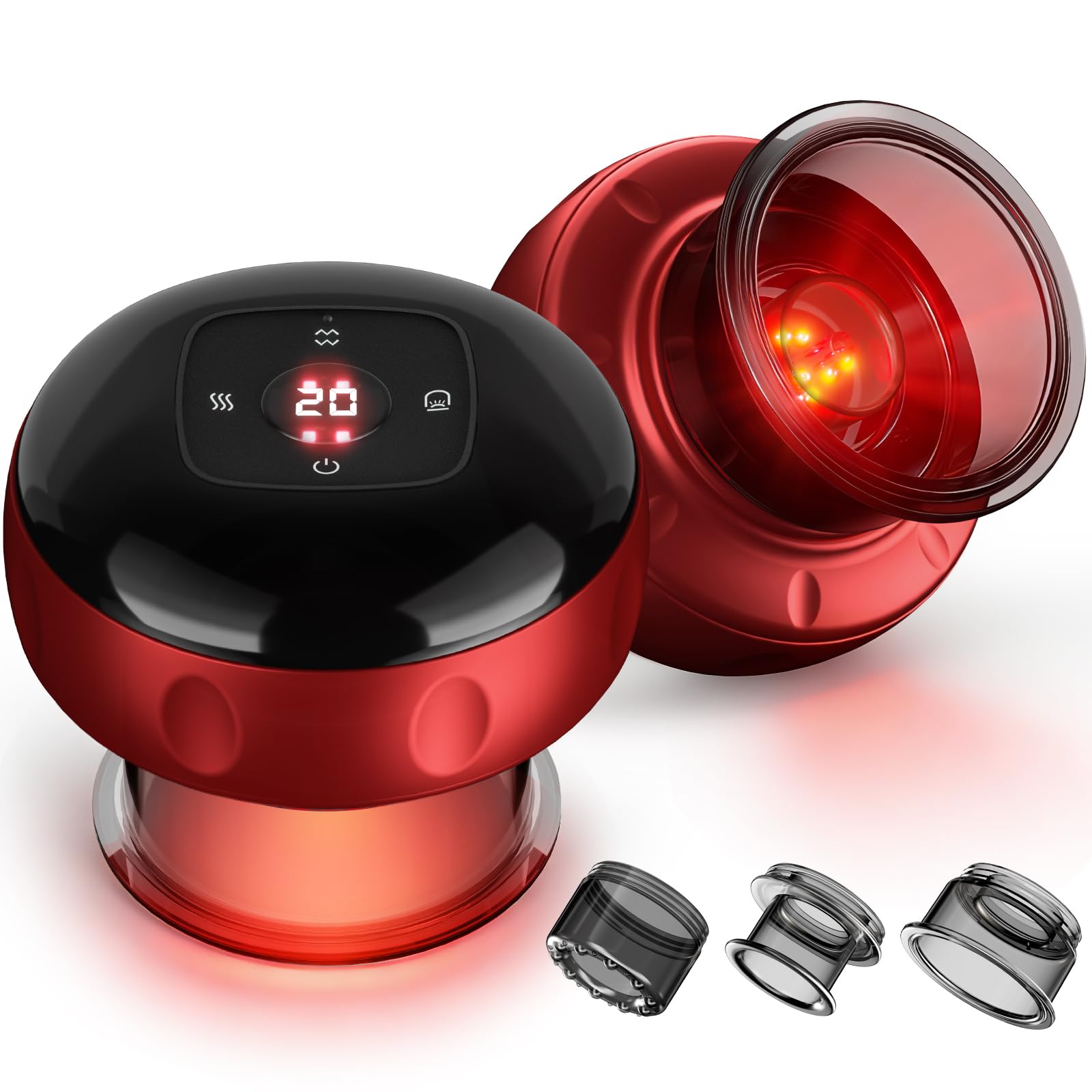 2 Pack Smart Cupping Therapy Massager, 7 in 1 Red Light Cupping Therapy Set with 2 Modes for Targeted Pain Relief, Muscle Soreness,Tighter Skin,Cupping Kit with 12 Levels Suction and Heat