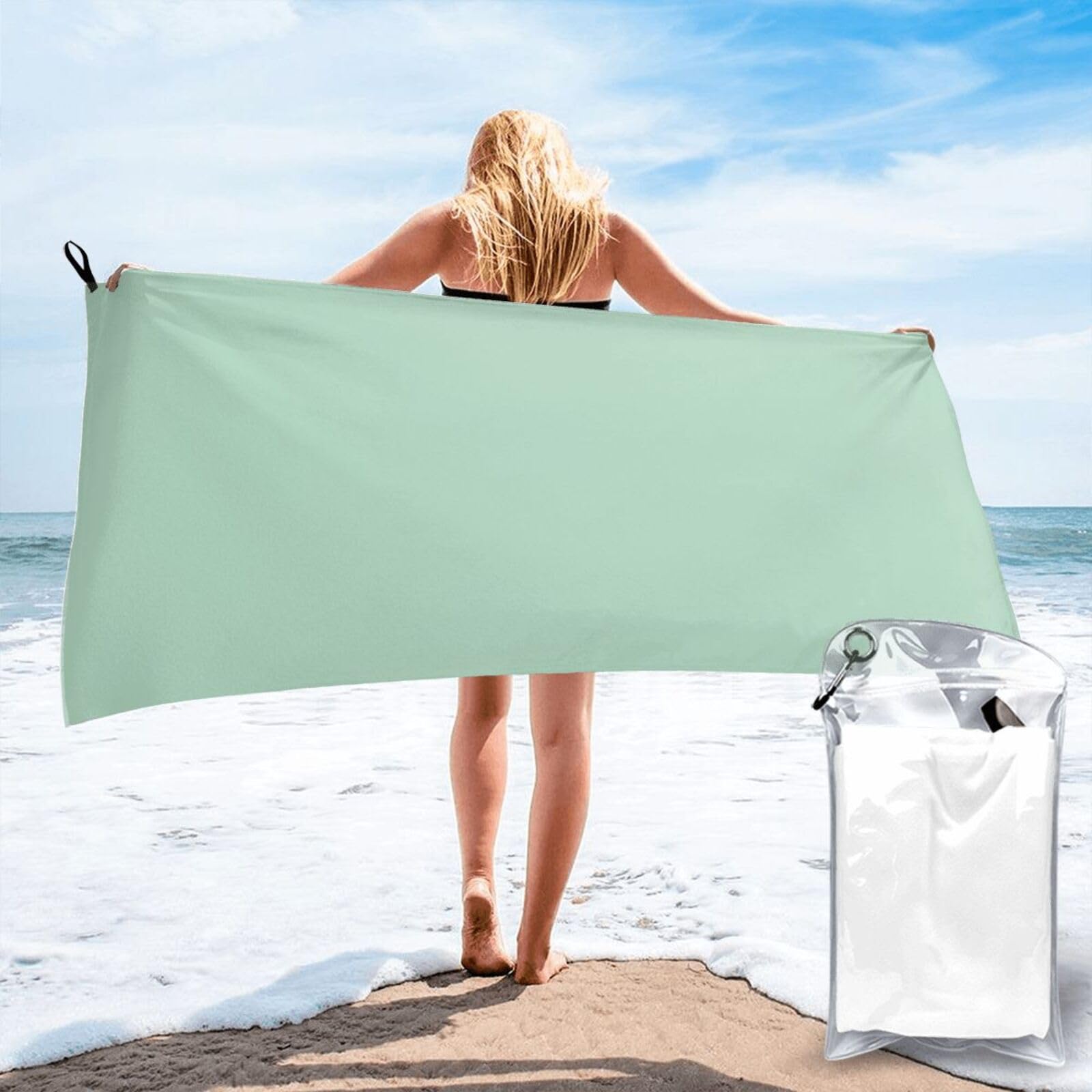OKMIJNUHBY Quick Dry Towel, Quick Dry Towels For Adults Microfibre Printed With Carry Bag & Carabiner Lightweight Absorbent Towel For Gym Travel Beach Camping Hiking
