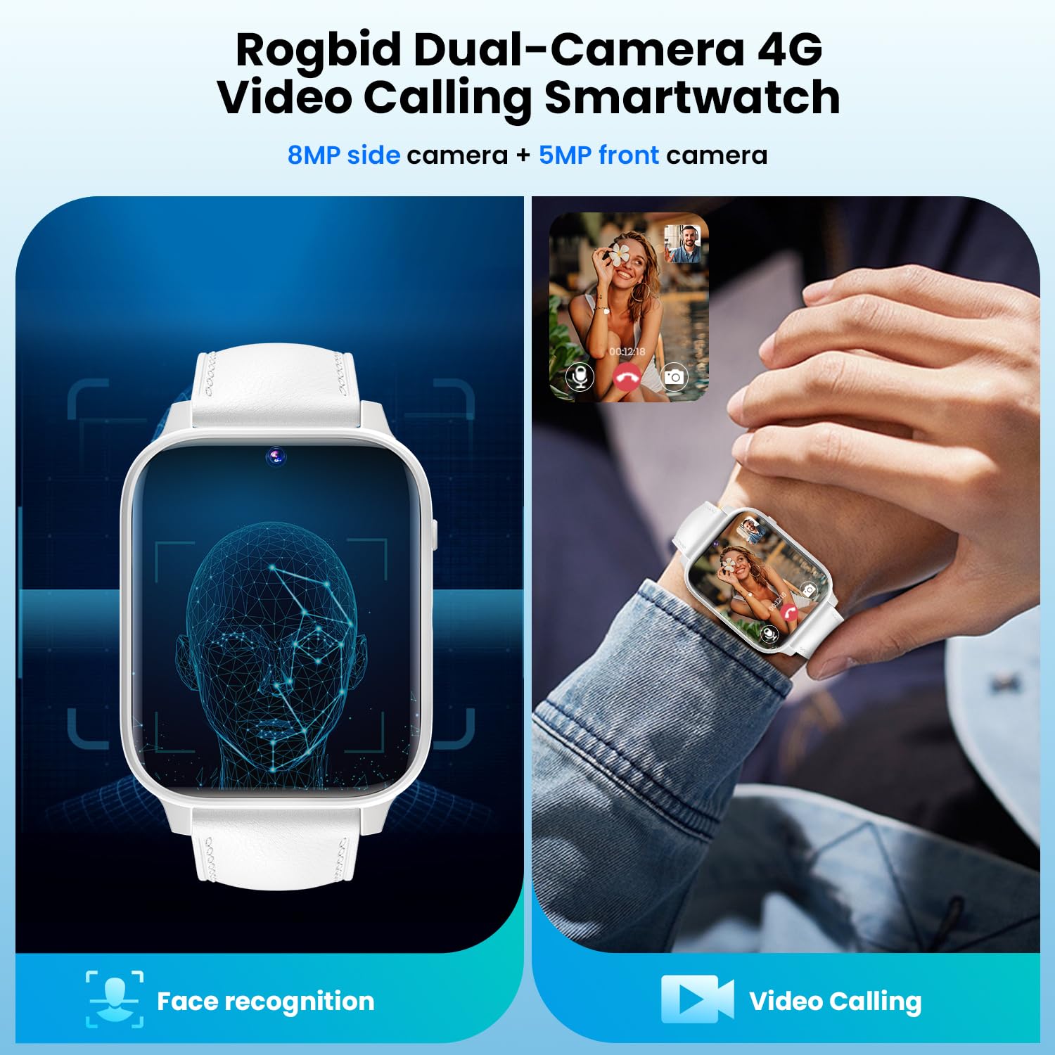 Amazon.com: Rogbid 4G LTE Smart Watch Phone for Men Women Call and