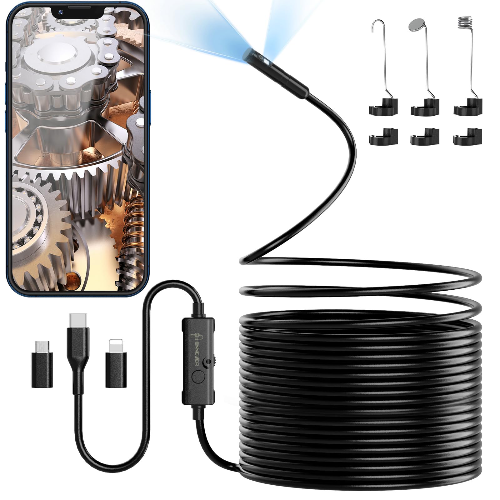 Industriële endoscoopcamera met dubbele lens, draa... – Vicedeal