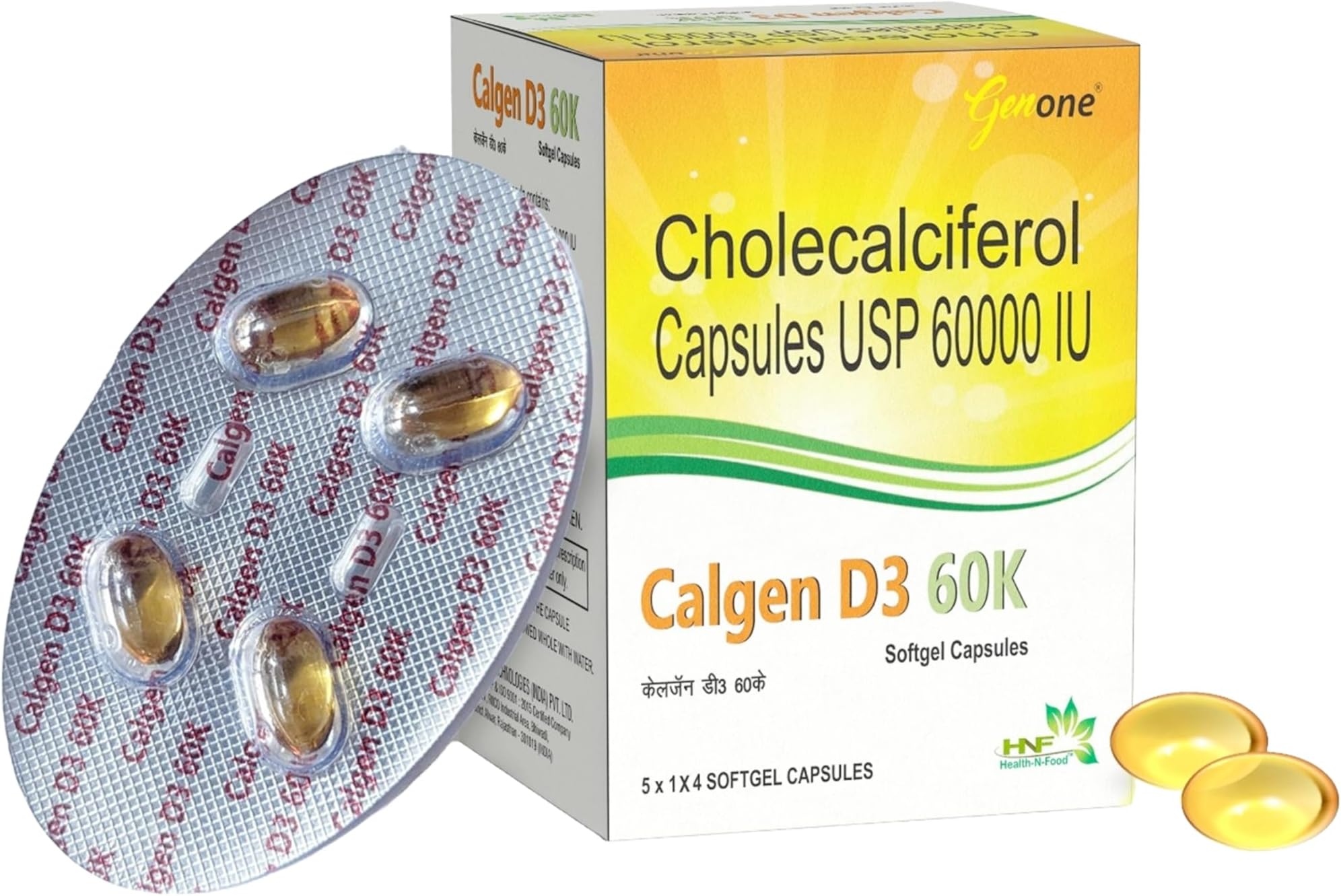genone Calgen D3 Vitamin D3 Capsule for Boosting Immunity, Healthy Bones and Strong Muscles (20 Caps)