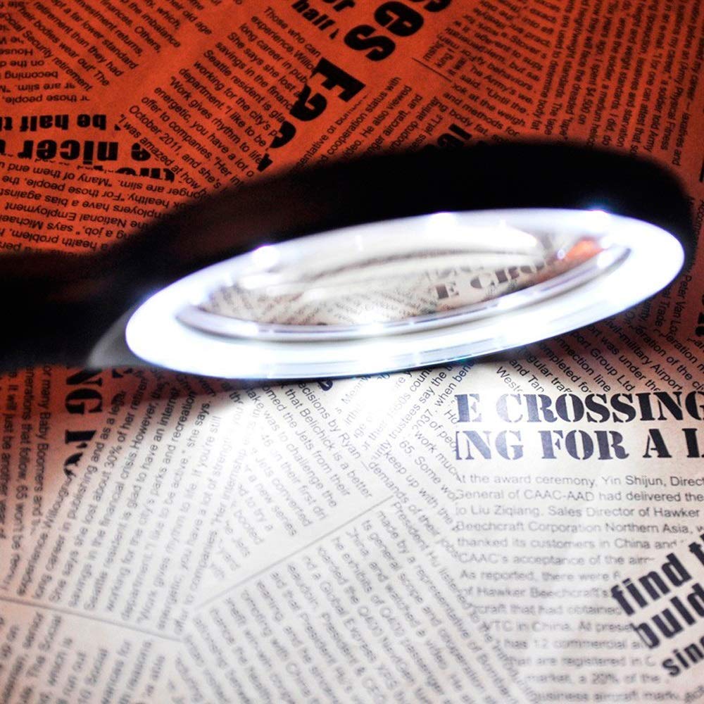 Lupa de Mano HD, Lupa Grande de 5,5 Pulgadas, 10 Luces LED Brillantes, Lente 2X, Zoom 5X, Lupa de Lectura portátil con luz y Puerto.