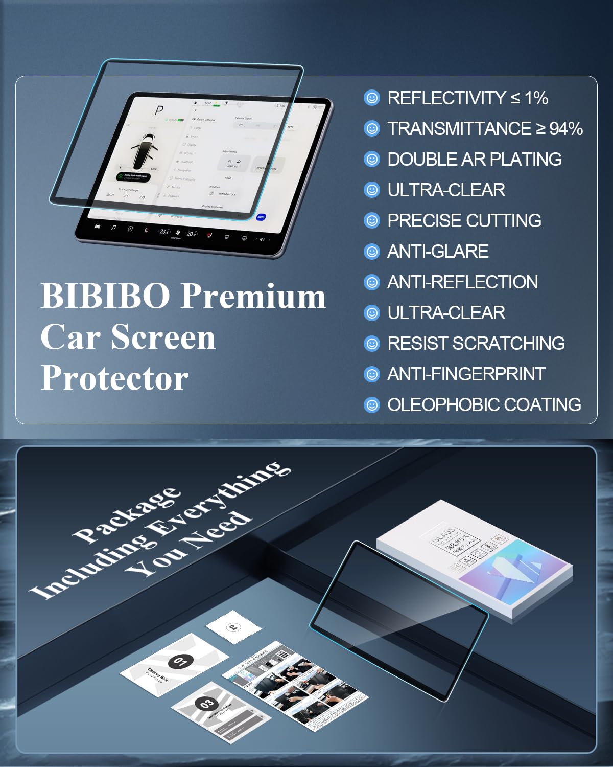 BIBIBO Protector de pantalla mate compatible con pantalla Tesla Model 3 de 15,4 pulgadas Modelo Y 2025 Facelift Modelo Exclusivo Navi Protector de pantalla, antirreflectante, antihuellas, modelo 3
