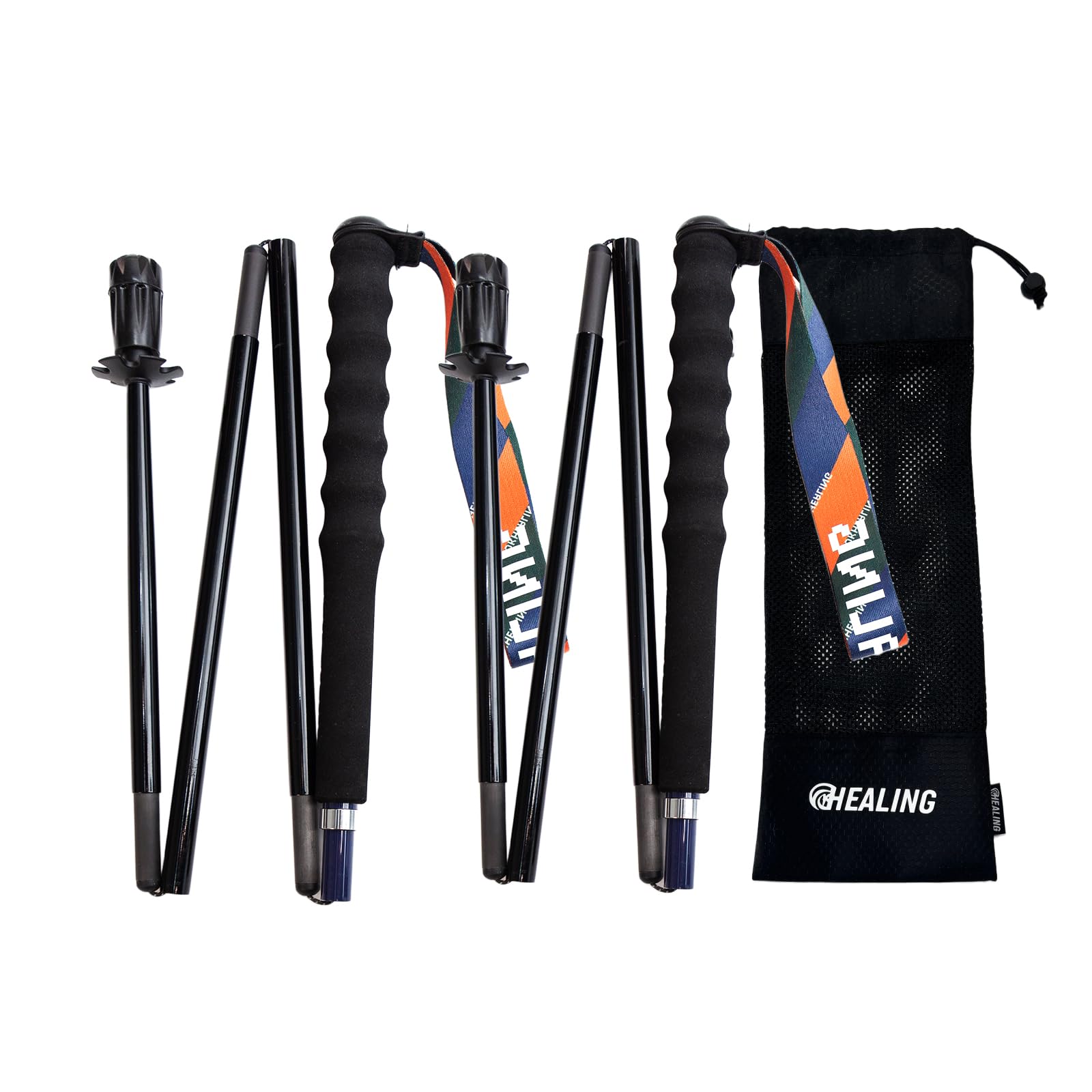 Bastones de senderismo plegables de fibra de carbono ultraligeros – Juego de 2 con mango antihumedad y funda – Ideal para senderismo, montaña y camino