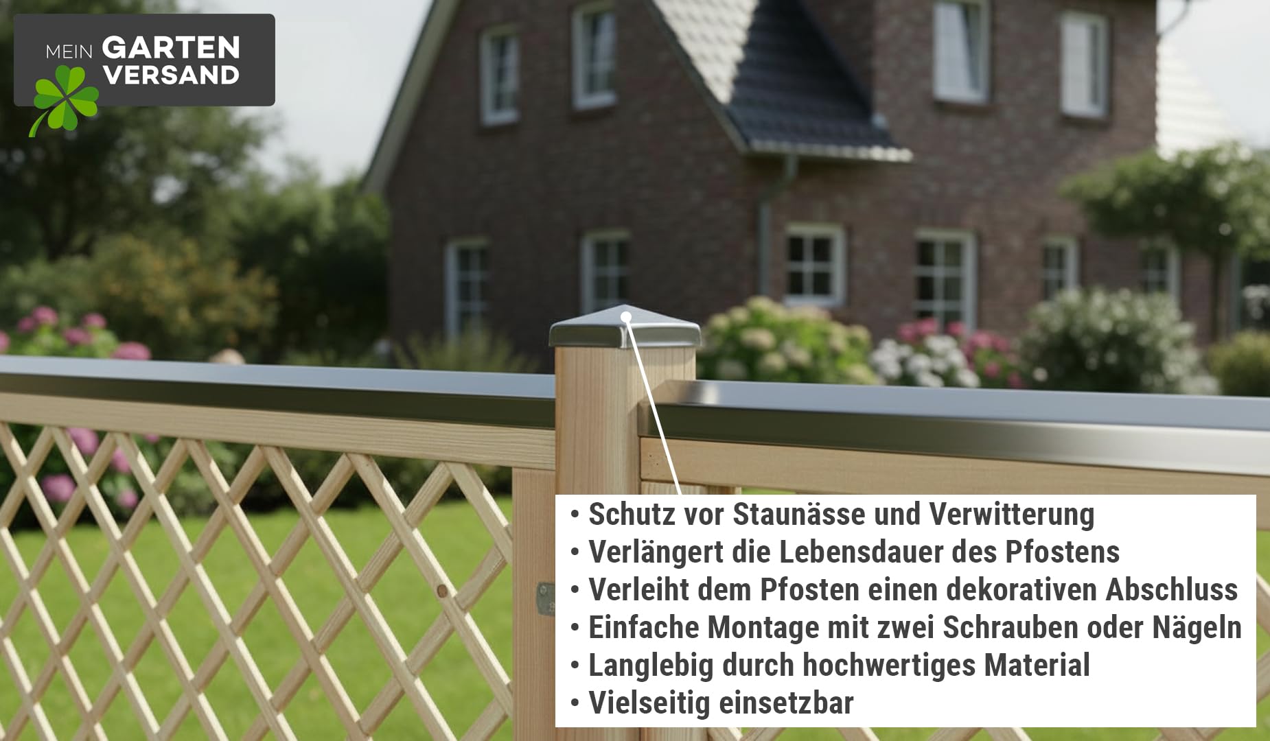 10× Pfostenkappe Edelstahl 9×9 cm (91×91 mm) – rostfreie Pyramiden-Abdeckung für Holzpfosten – witterungsbeständige Zaunkappe/Pfostendeckel aus Edelstahl für 9×9 Kantholzpfosten