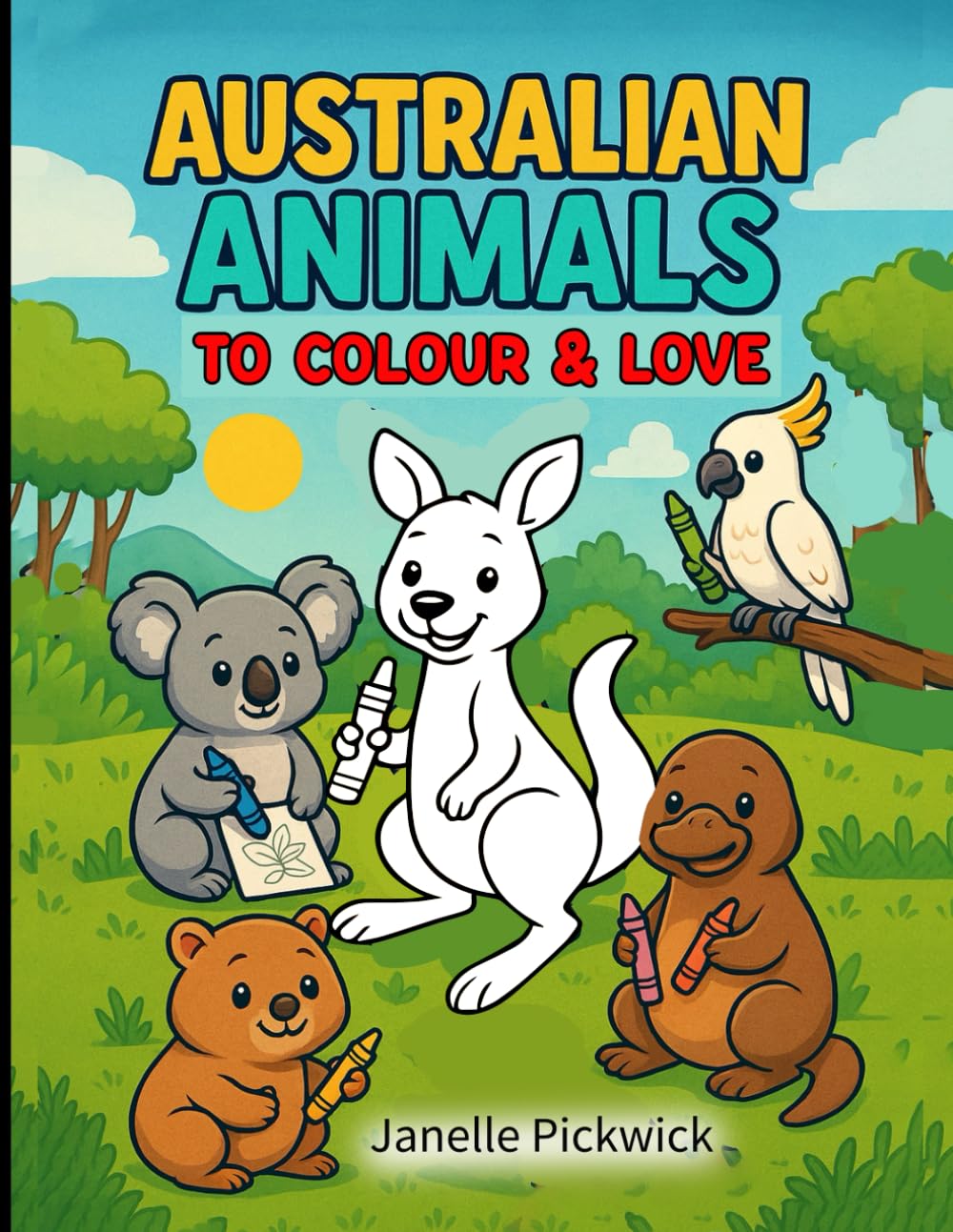 Australian Animals to Colour and Love (Colouring Books for children 1-6 years old)