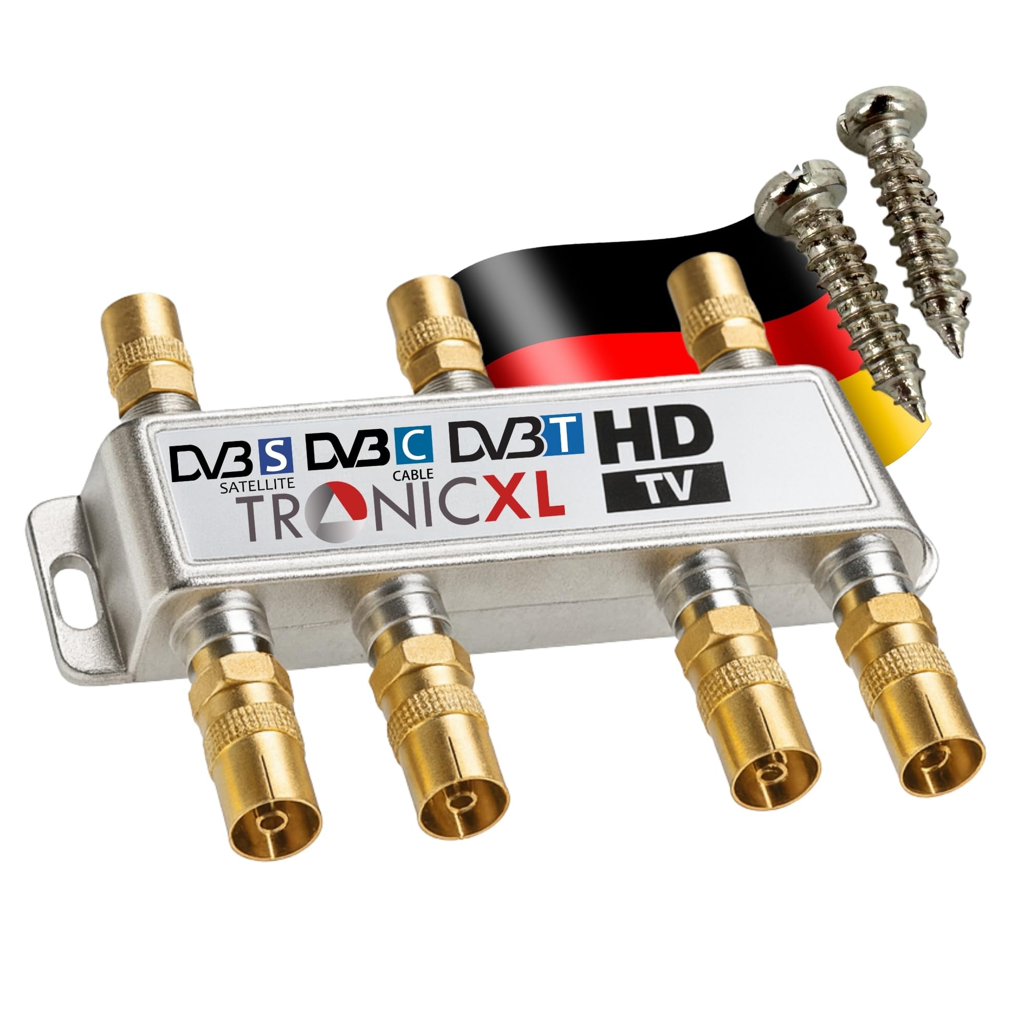 TronicXL rozdzielacz anteny koncentrycznej HD 3D 4K miękki rozdzielacz dla DVBT, DVBT2, DVBC, SAT, Unicable, telewizja kablowa Unitymedia, Vodafone, kabel Niemcy