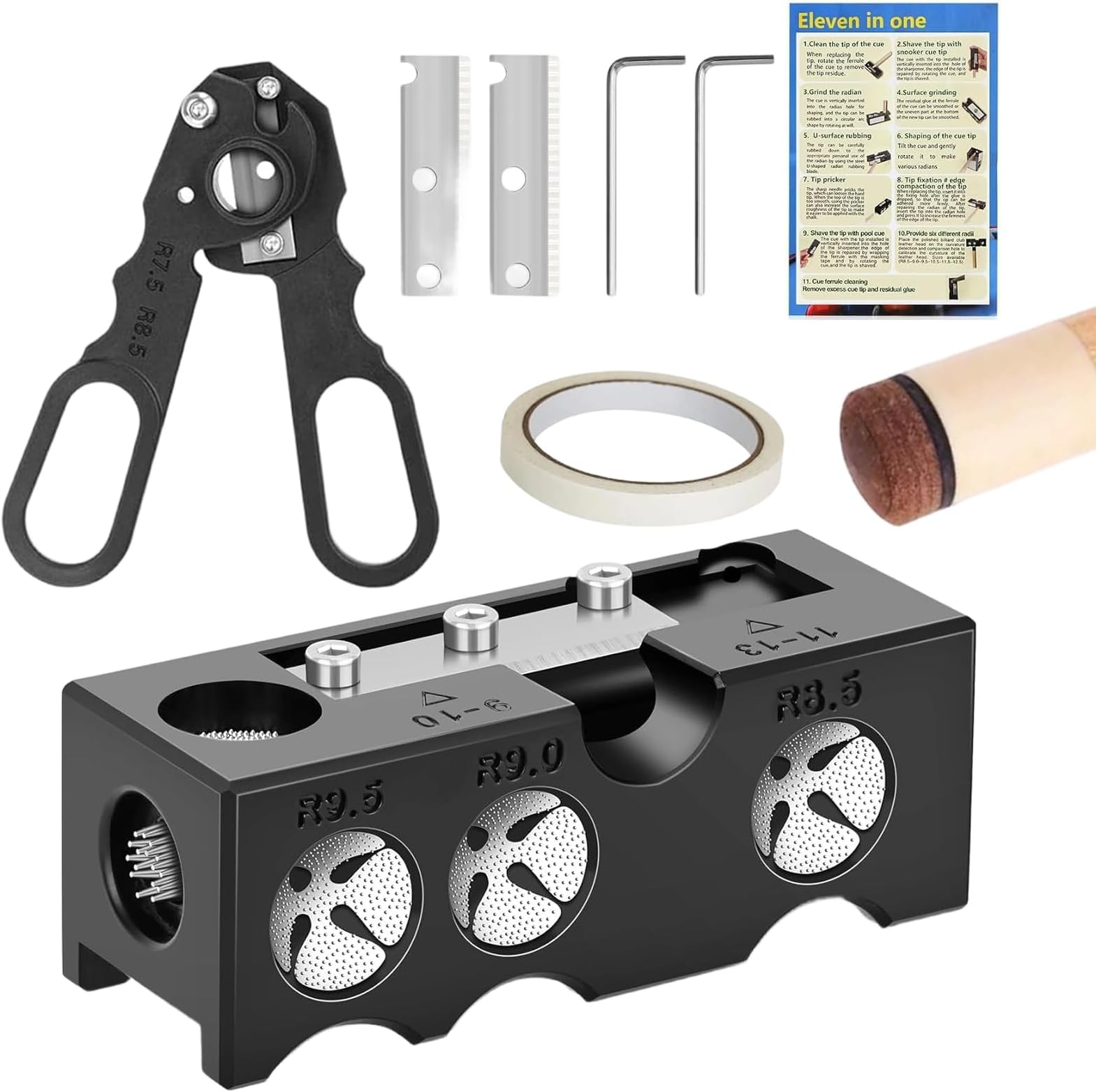 11-In-1 Cue Tip Shaper, Cue Tip Tool, A Practical Tool For Shaping And Replacing Billiards Cue Tips
